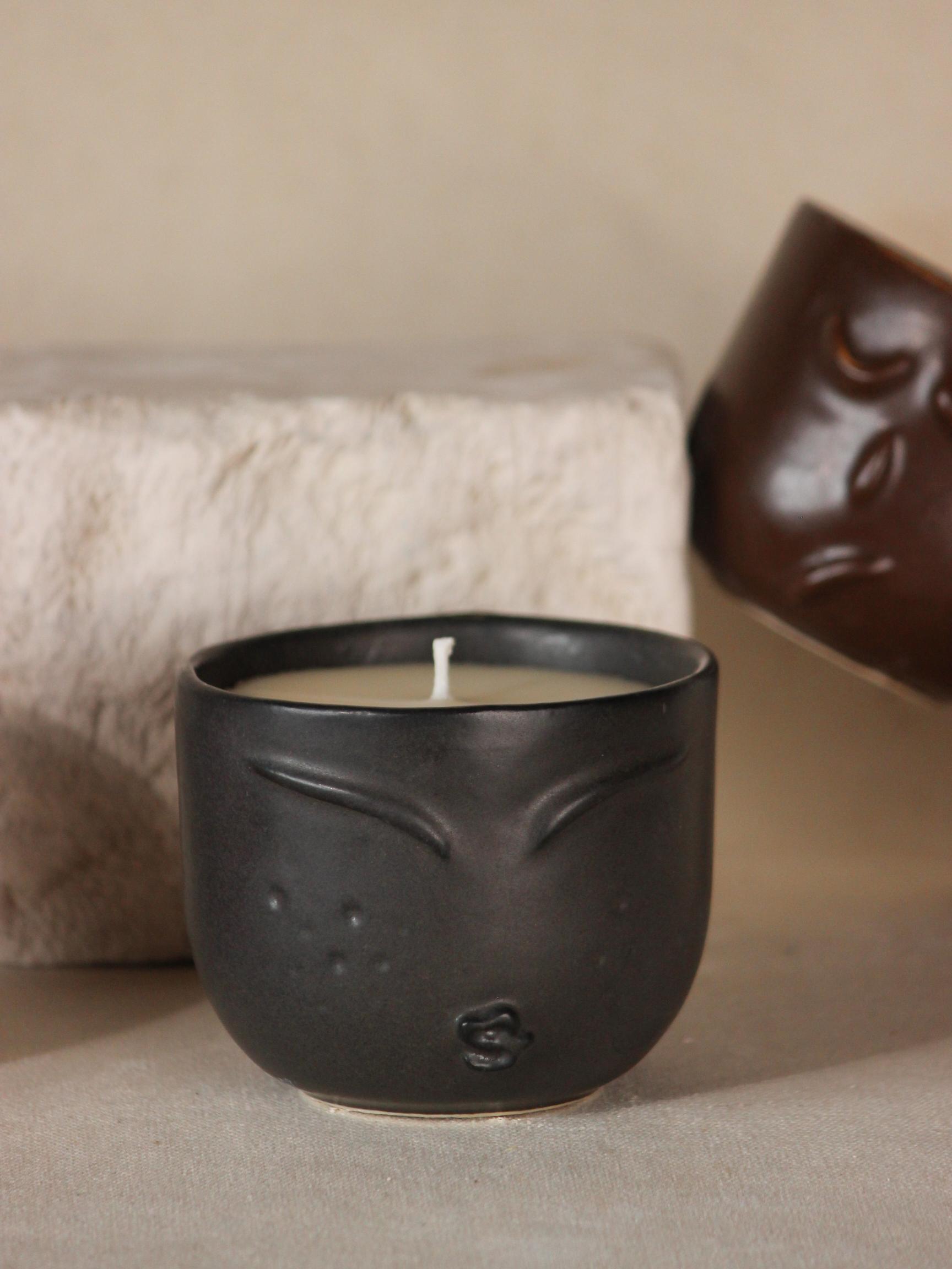 The Orby House The Sage Face Ceramic Jar Candle: Hazelnut Coffee Delight