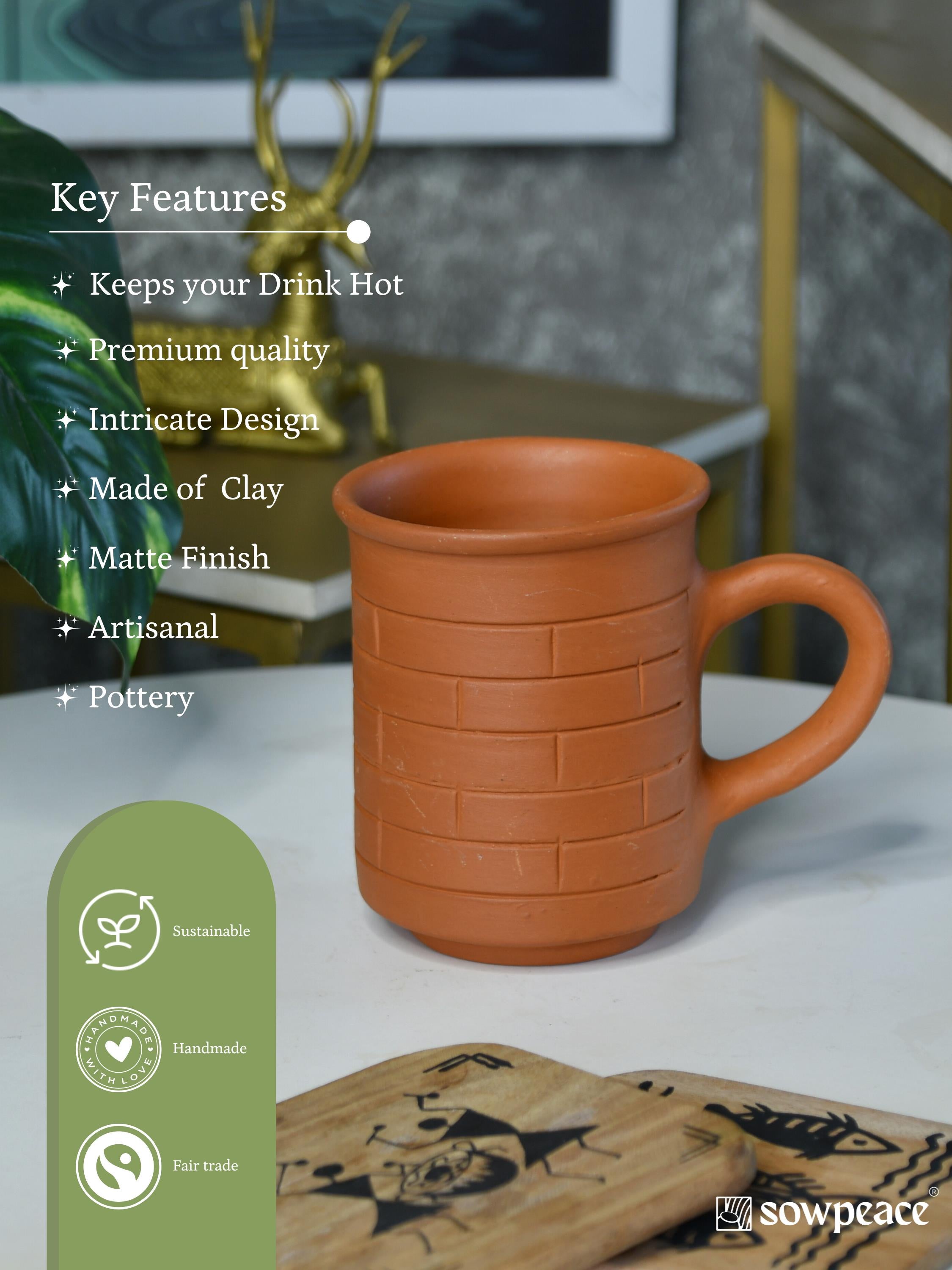 Sowpeace Premium Unglazed Terracotta imprinted Drink Mugs