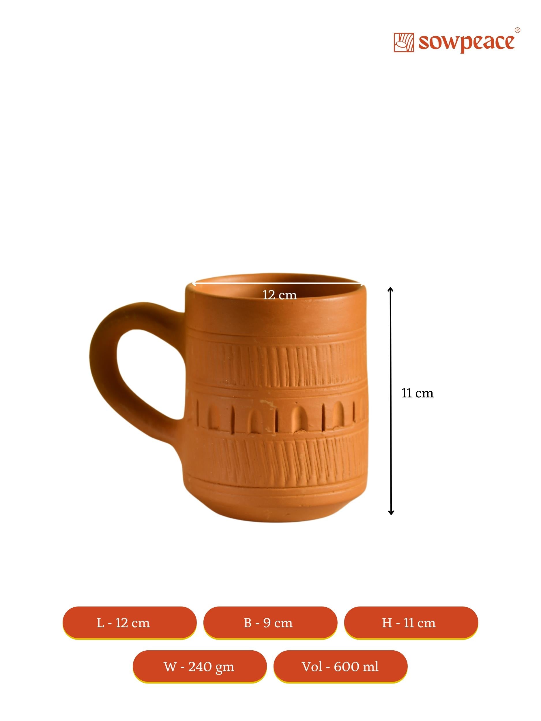 Sowpeace Premium Cylindrical Unglazed Terracotta Mugs