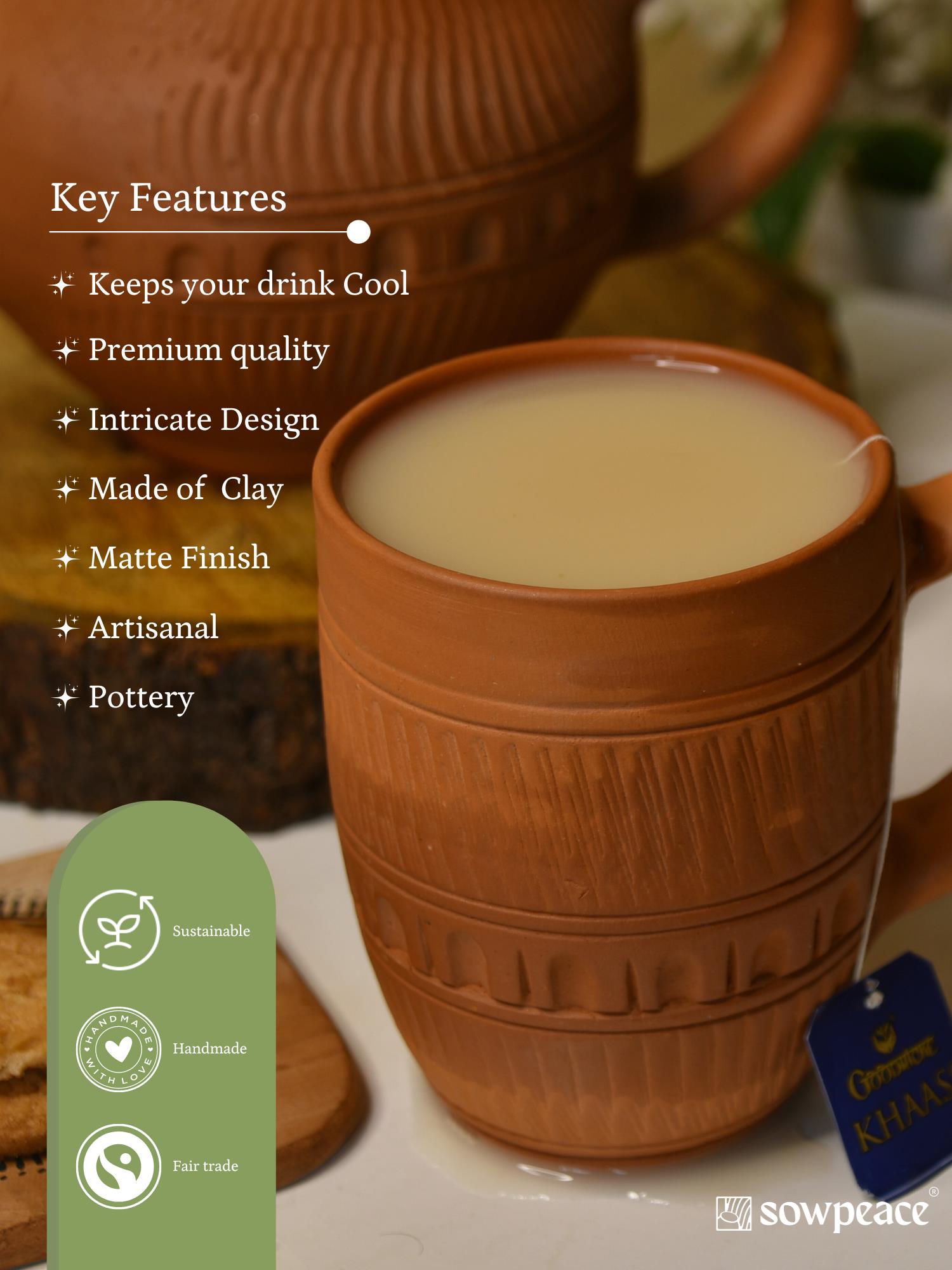 Sowpeace Premium Unglazed Terracotta Drink Mugs