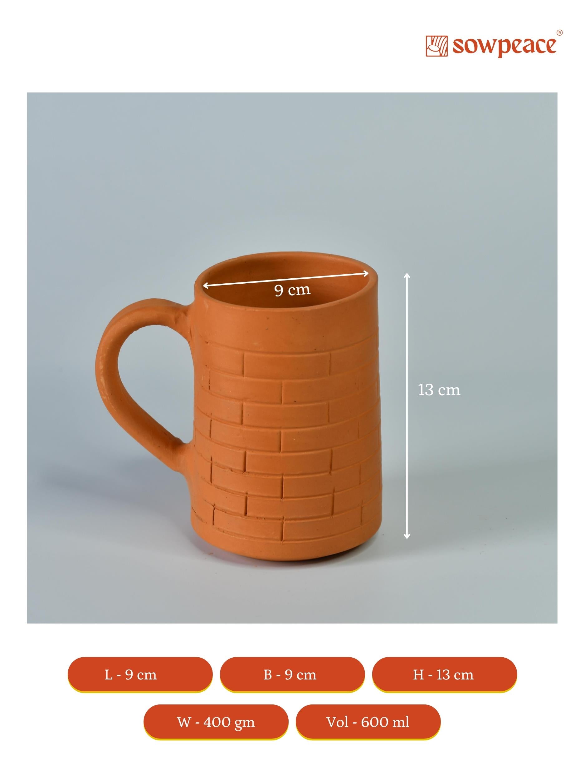 Sowpeace Premium 600ml Unglazed large Terracotta Mug