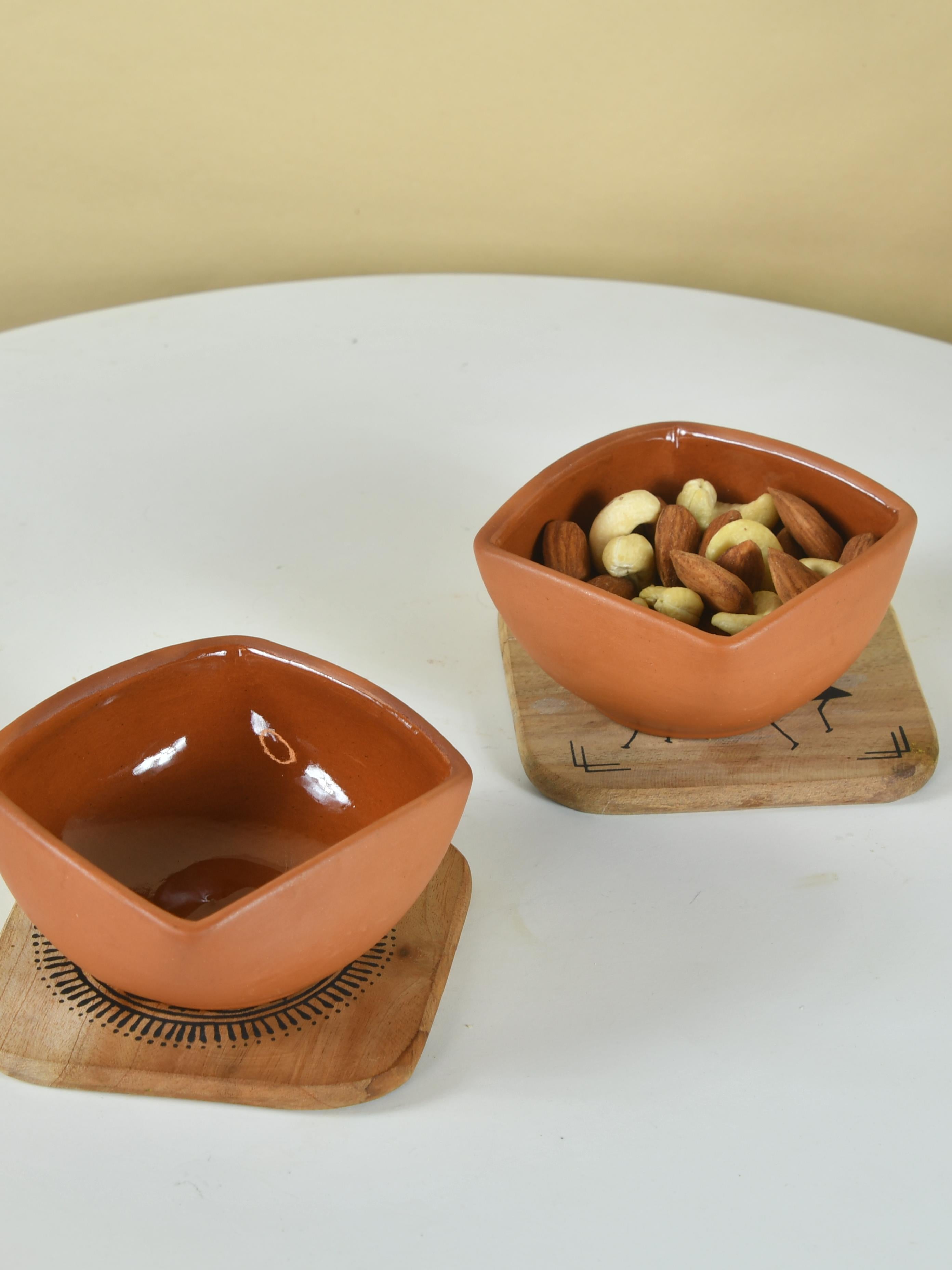 Sowpeace Premium Set of 2 Terracotta Square Serving Bowls