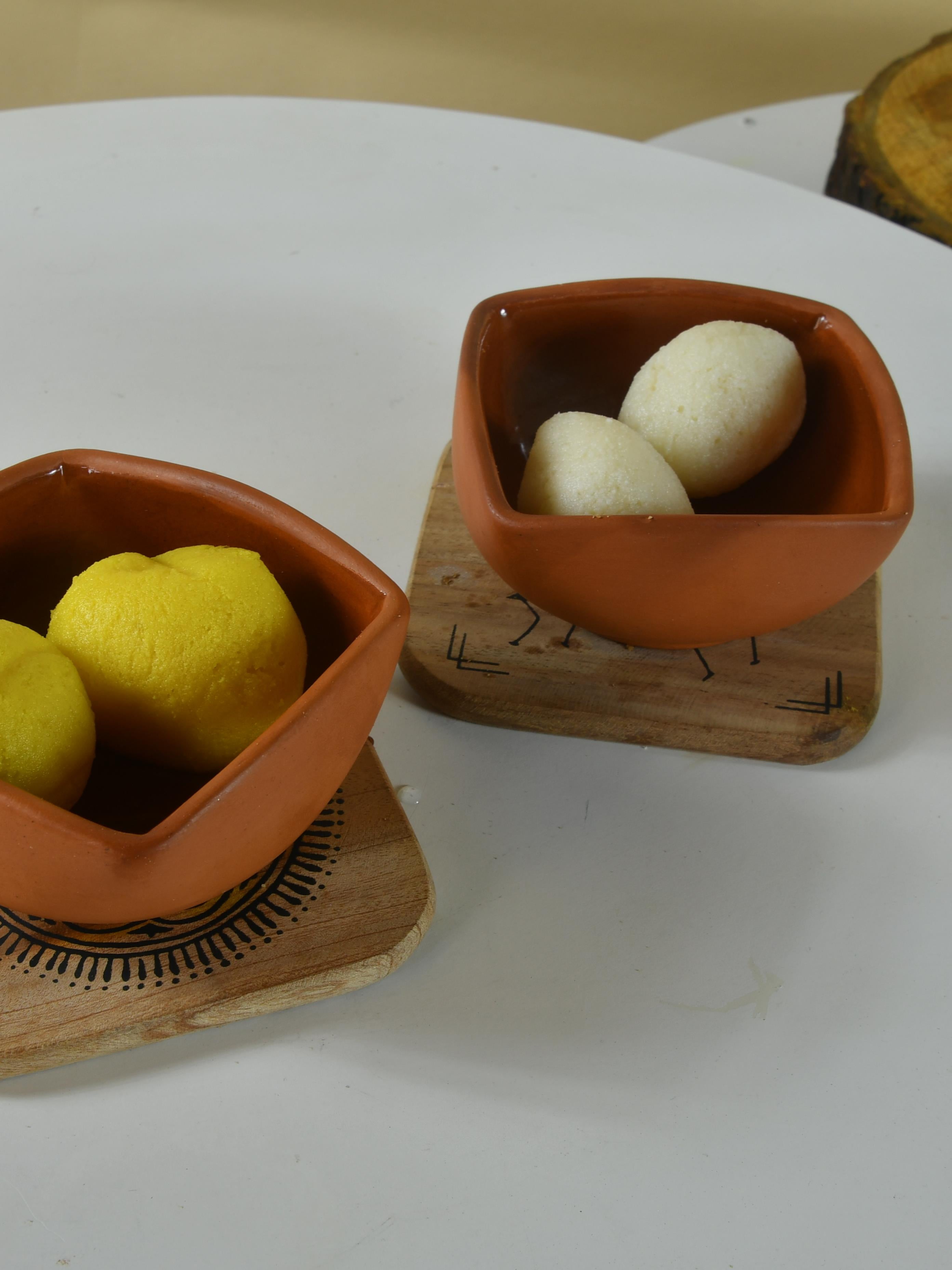 Sowpeace Premium Set of 2 Terracotta Square Serving Bowls