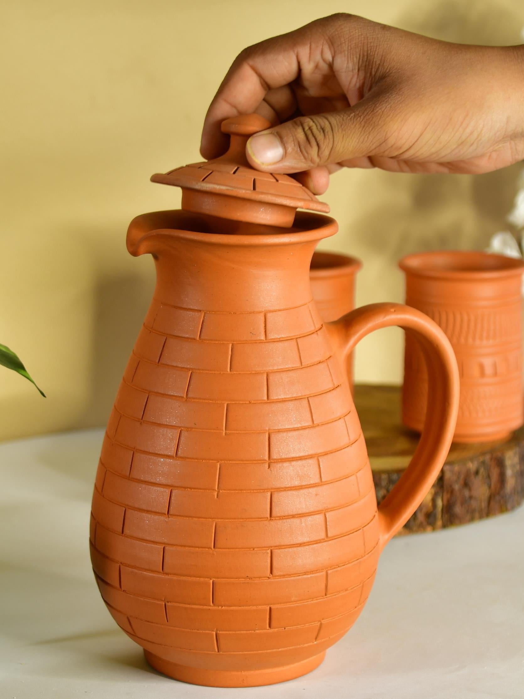 Sowpeace Premium Large Terracotta Jug for Water and Drinks