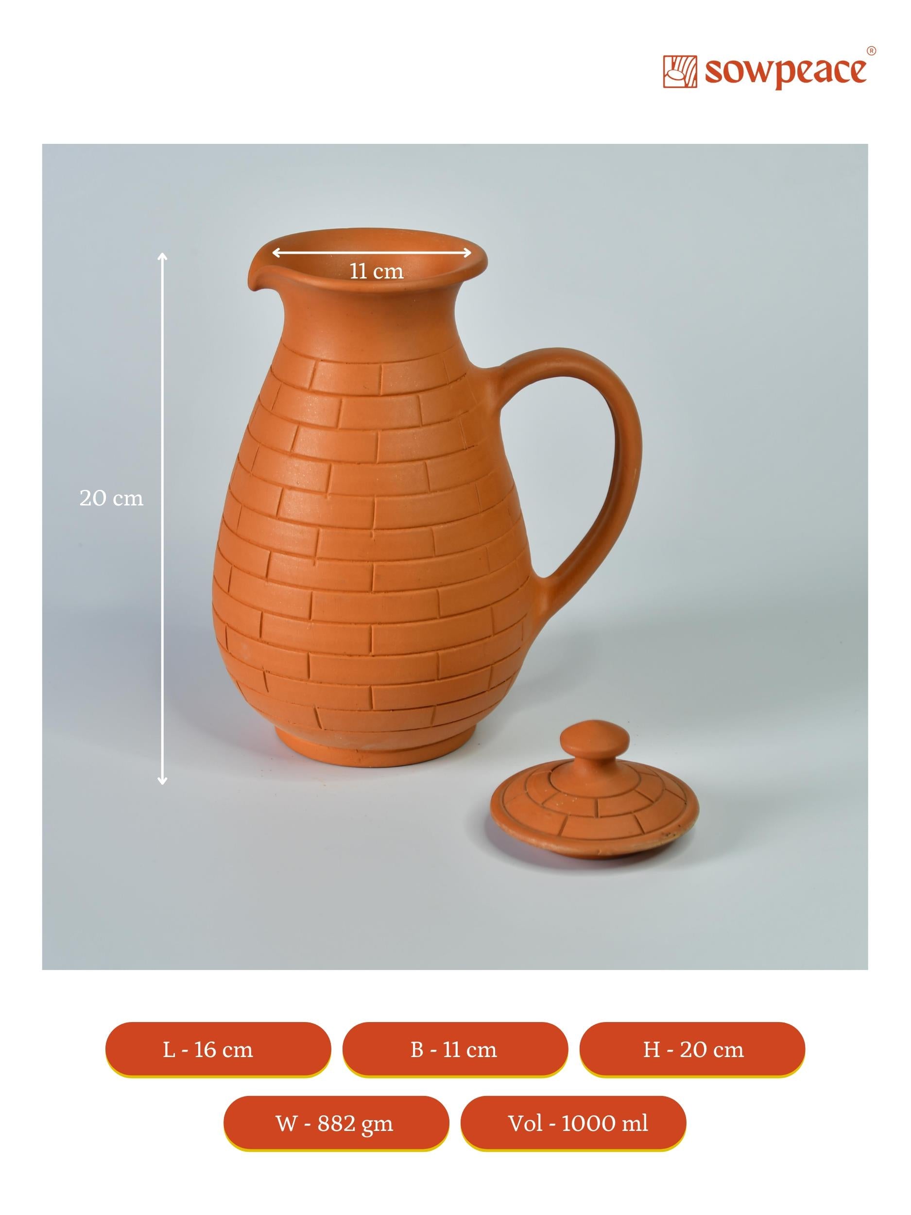 Sowpeace Premium Large Terracotta Jug for Water and Drinks