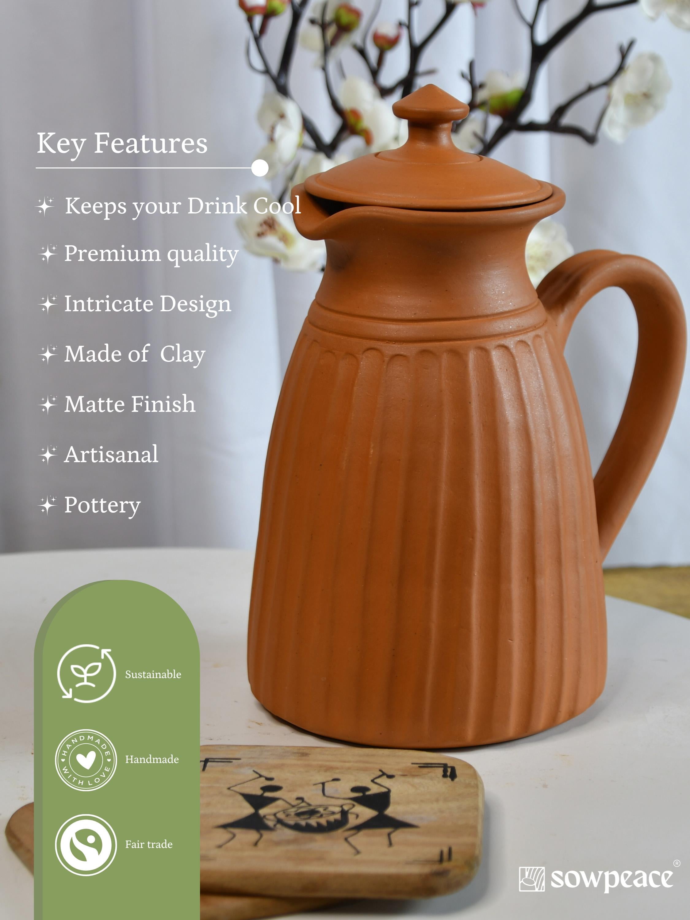 Sowpeace Premium Large Terracotta flat-base Jug