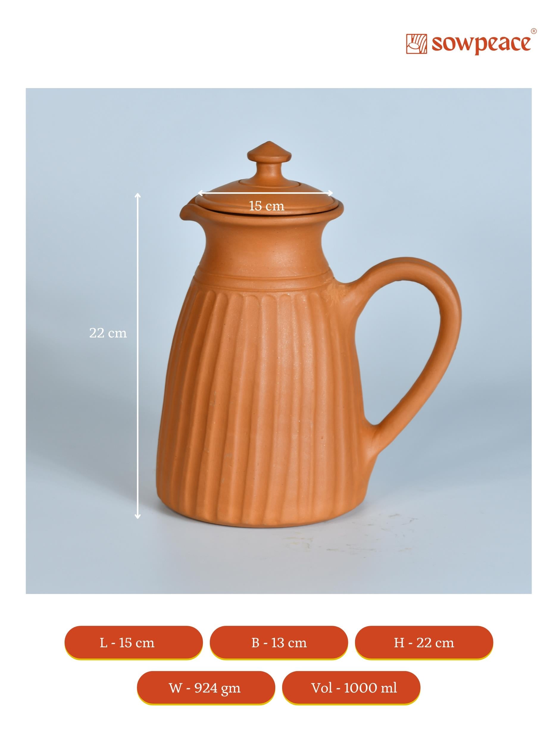 Sowpeace Premium Large Terracotta flat-base Jug