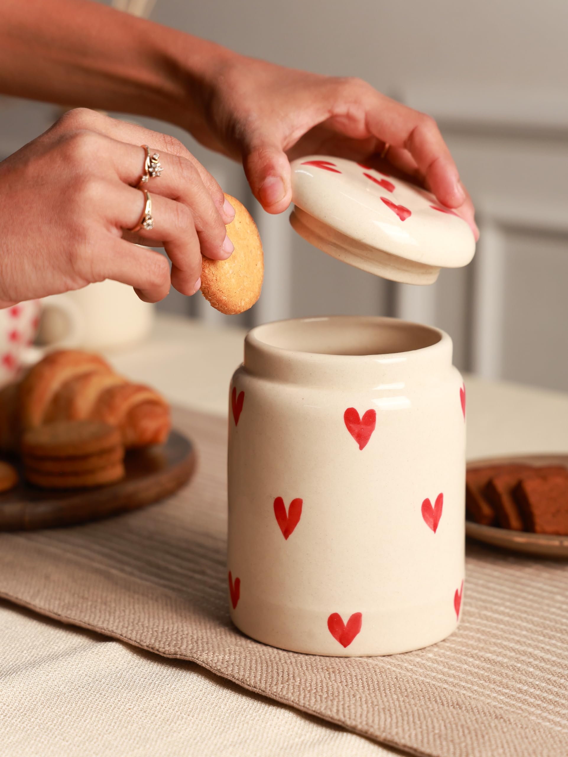 SOSA Ceramic Handmade Barni/Jar 1000ml | 1kg Ceramic Container Set for Kitchen Storage