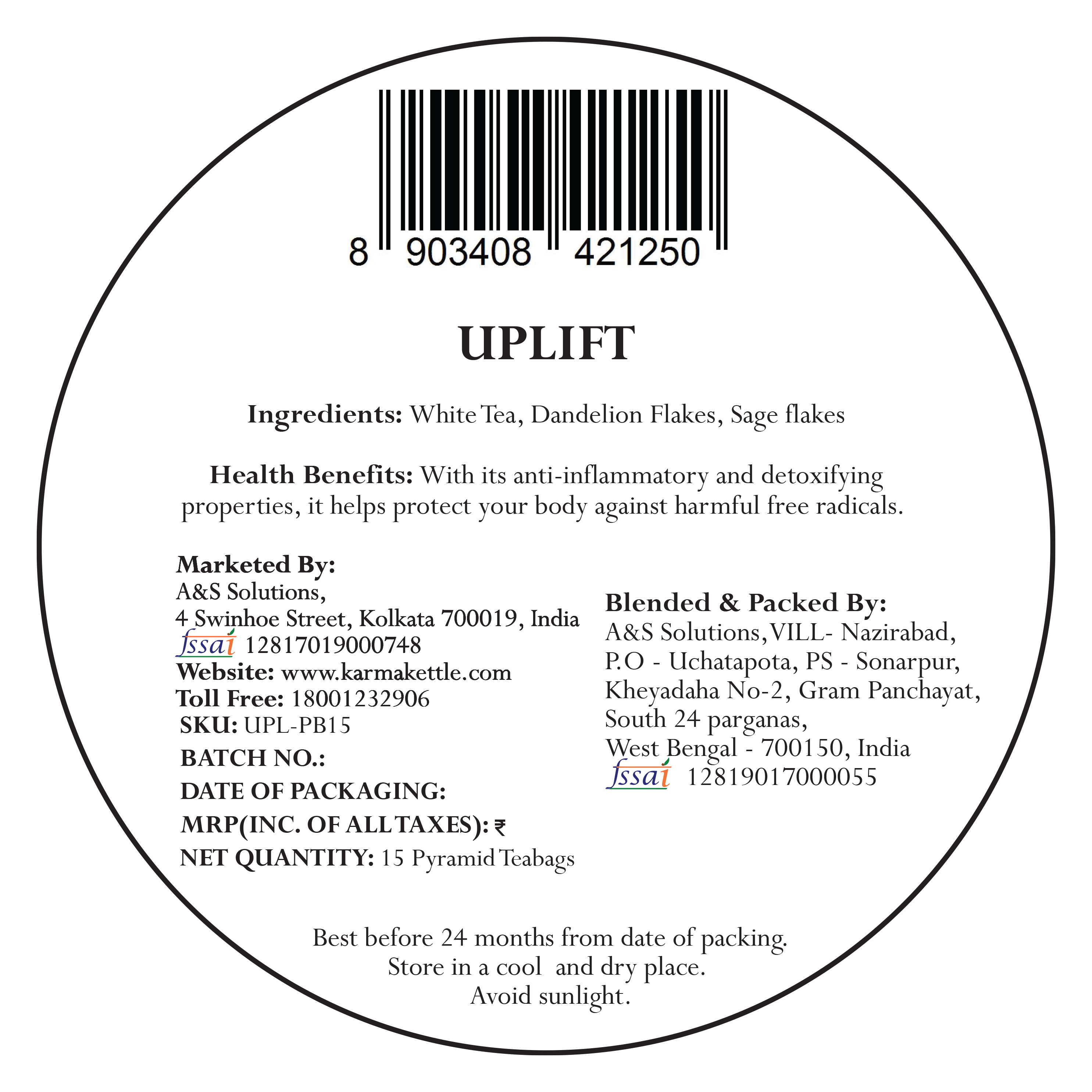 Karma Kettle Dandelion & Sage White Tea- Uplift 30g (15 Tea Bags)