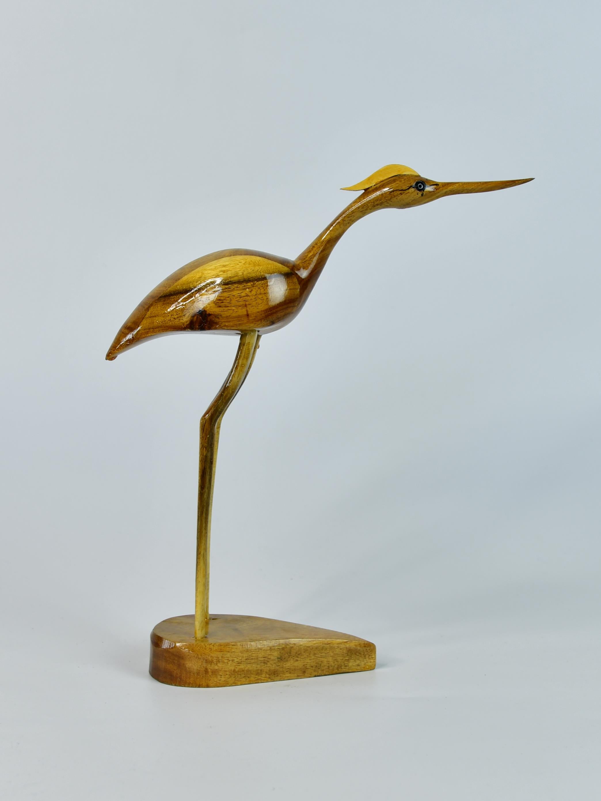 Sowpeace Elegant Wooden Carved Flamingo Sculpture: Premium Abstract Decor Accent
