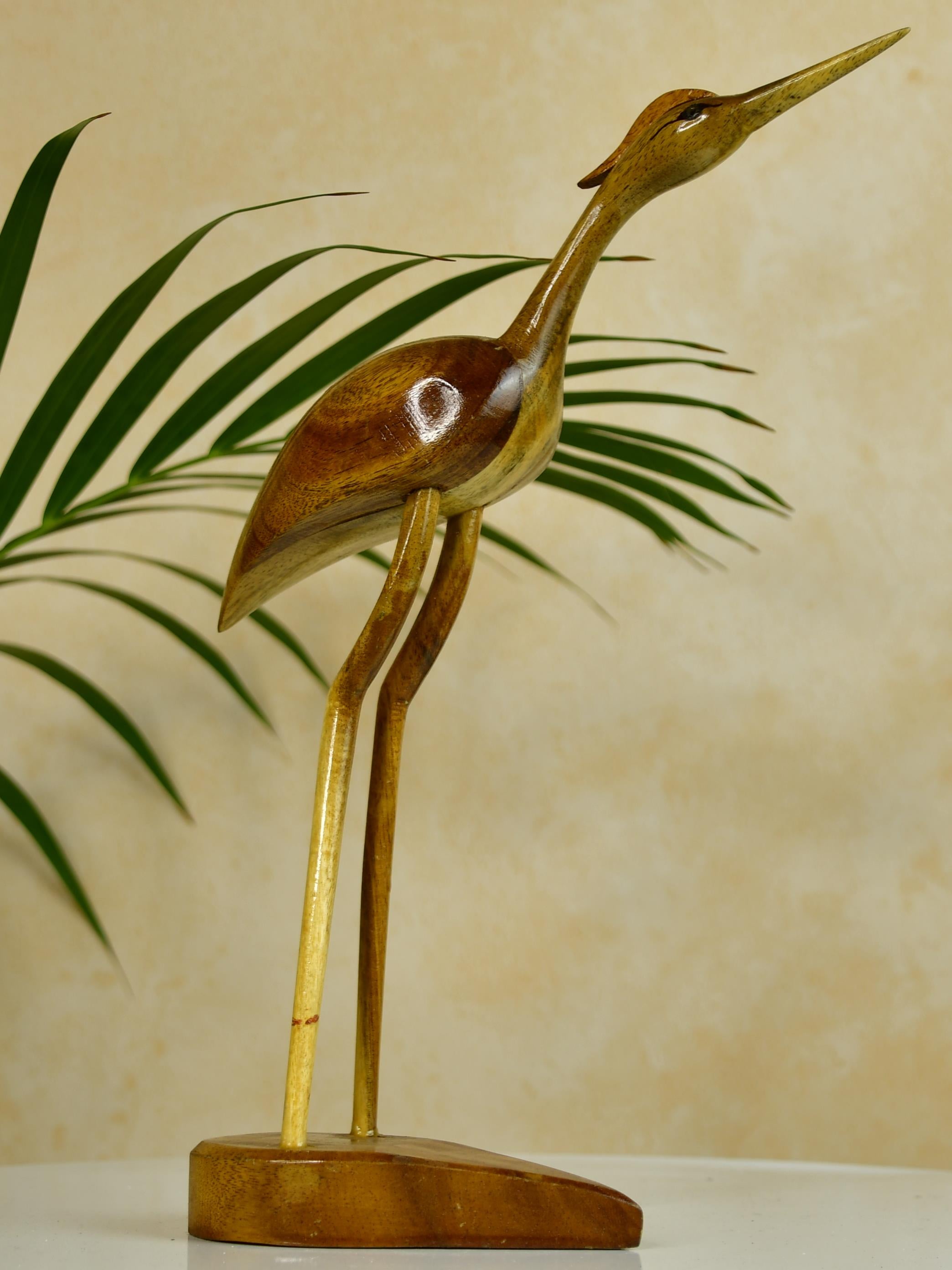 Sowpeace Elegant Wooden Carved Flamingo Sculpture: Premium Abstract Decor Accent