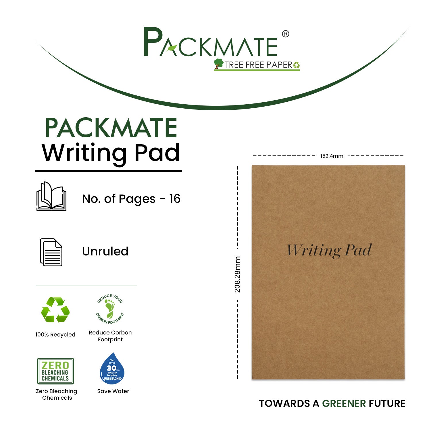 Packmate Writing Pad | Pack of 10 | Made from 100% Recycled Paper