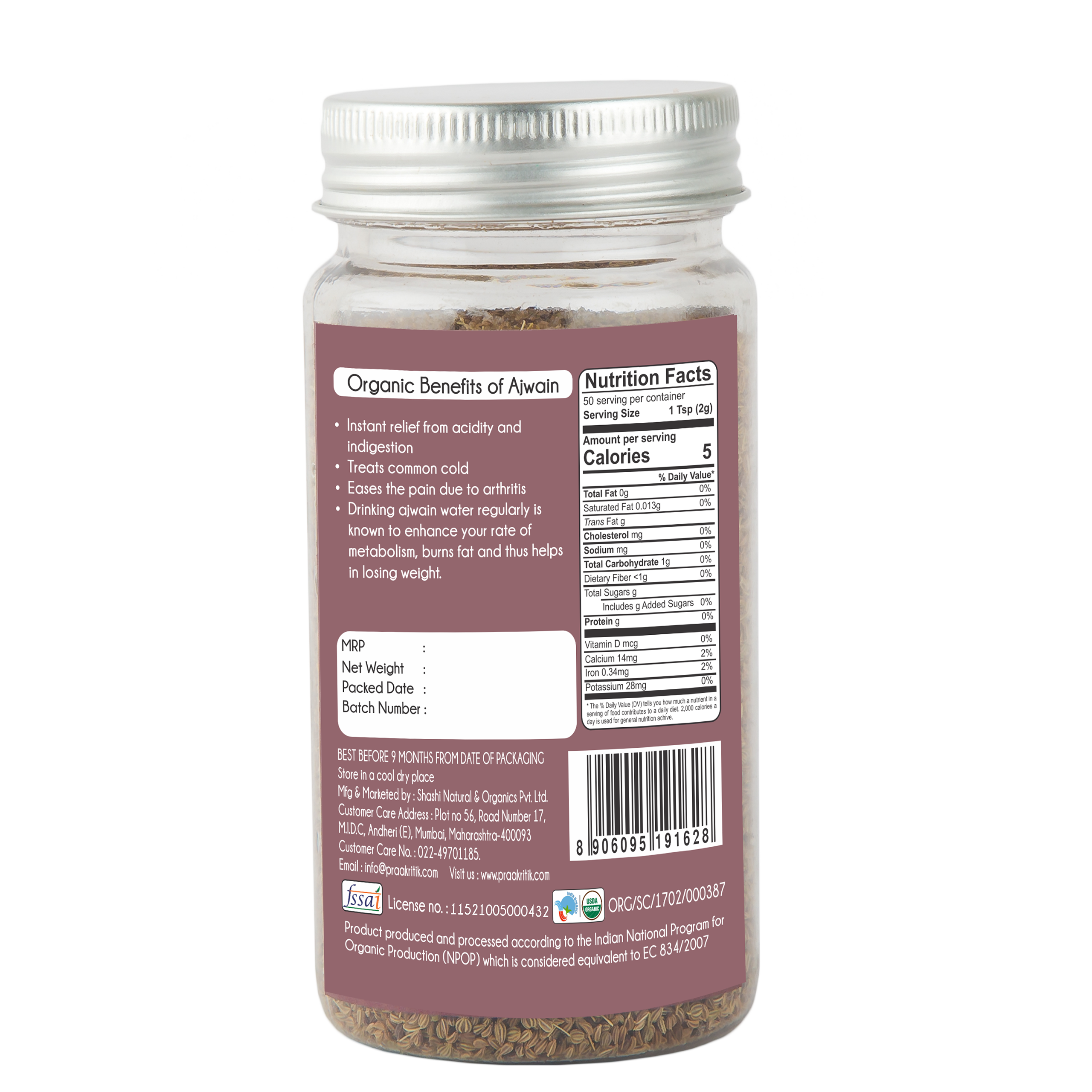Praakritik Organic Ajwain 100g