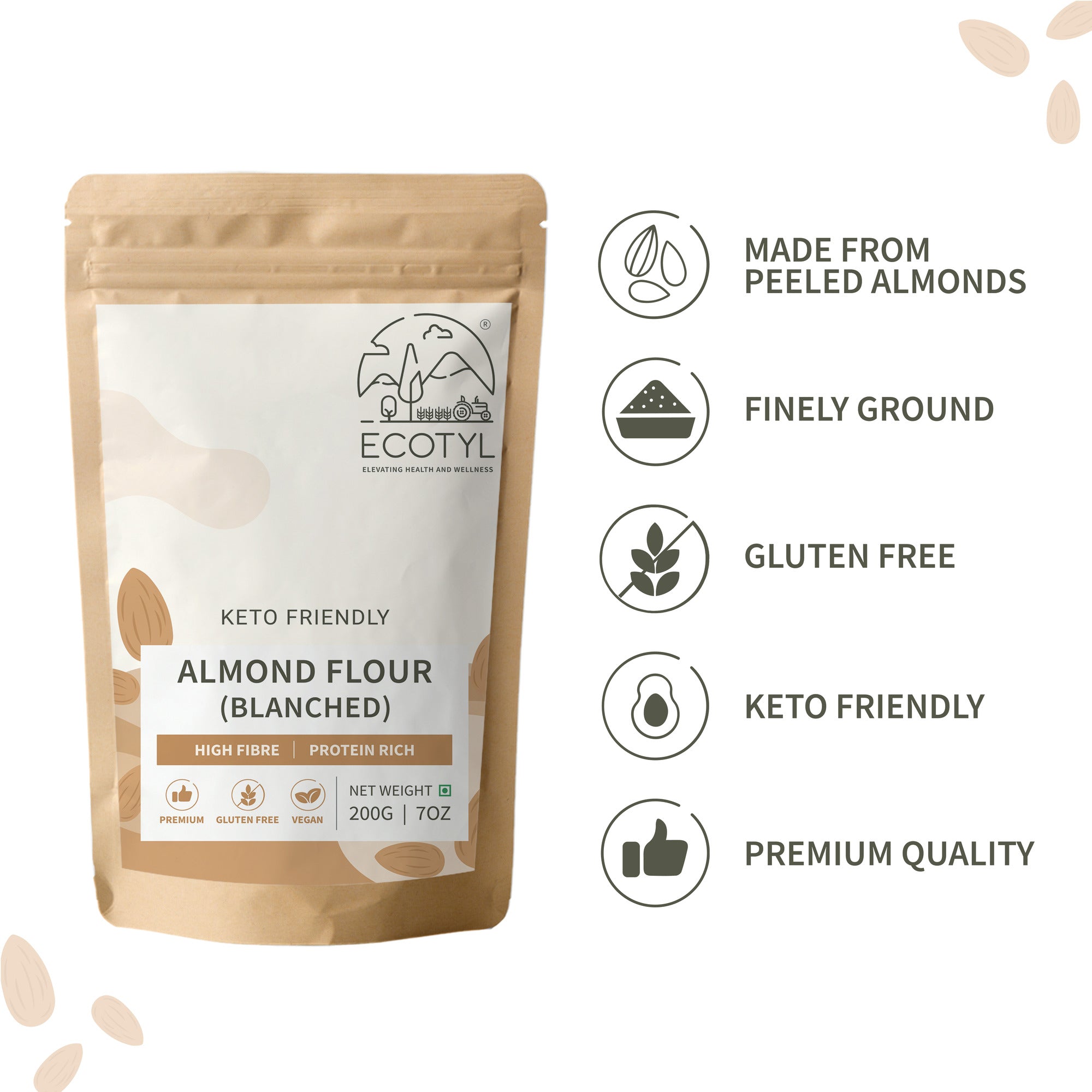 Ecotyl Natural Almond Flour (Blanched) - 200g
