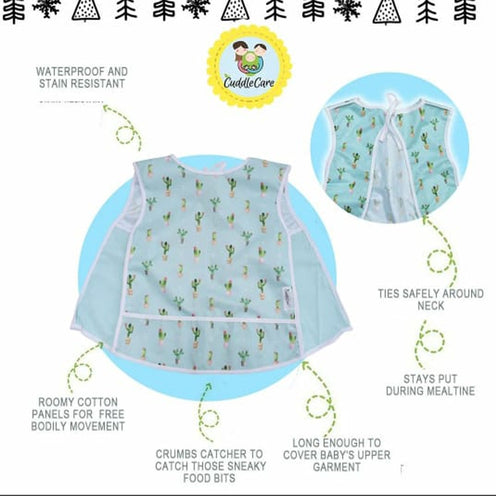 Cuddle Care Infant and Toddler Weaning Bib Combo Pack (Cute Cactus and Garden Love) - Pack of 2