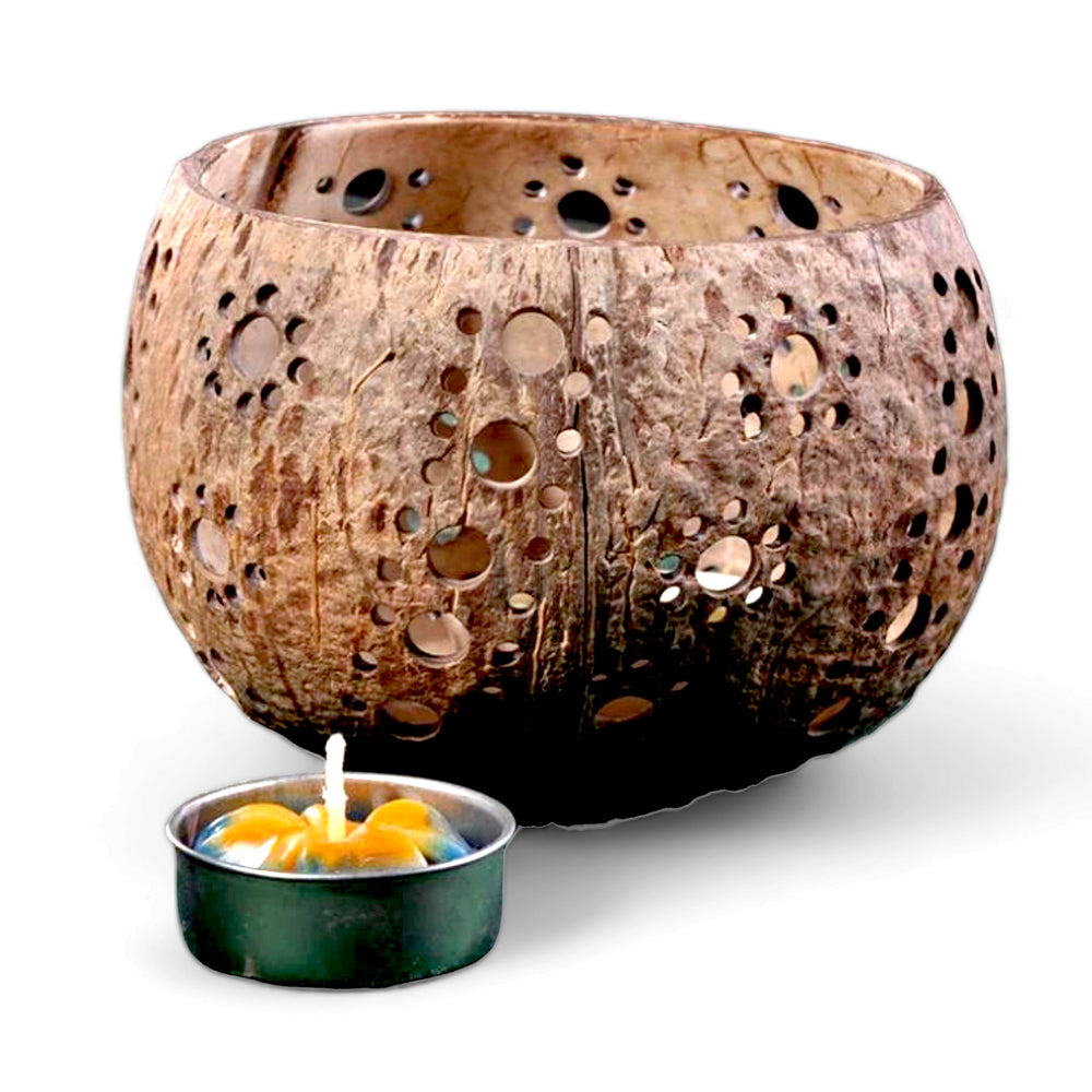 Comorin Coconuts Tropical Oasis: Handcrafted Tea Light Candle Holder