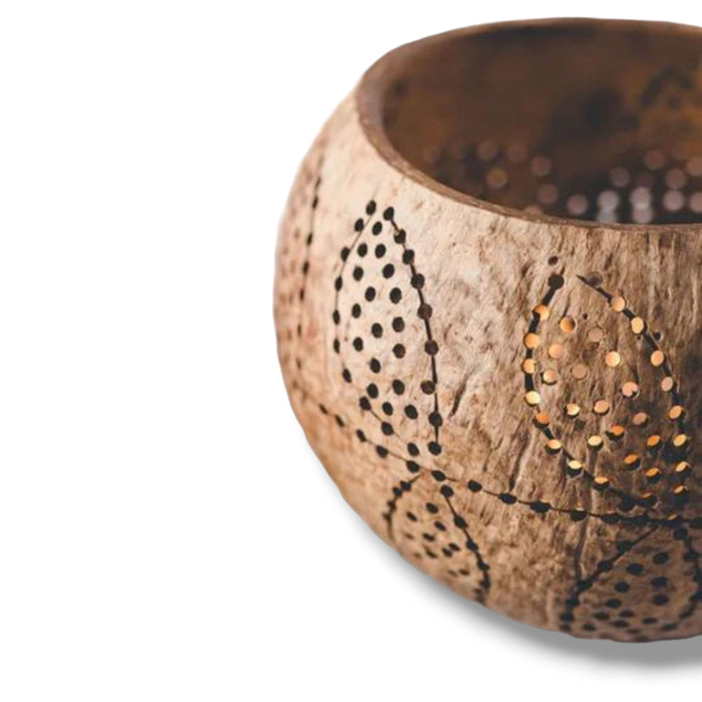 Comorin Coconuts Tropical Leaves: Handcrafted Tea Light Candle Holder