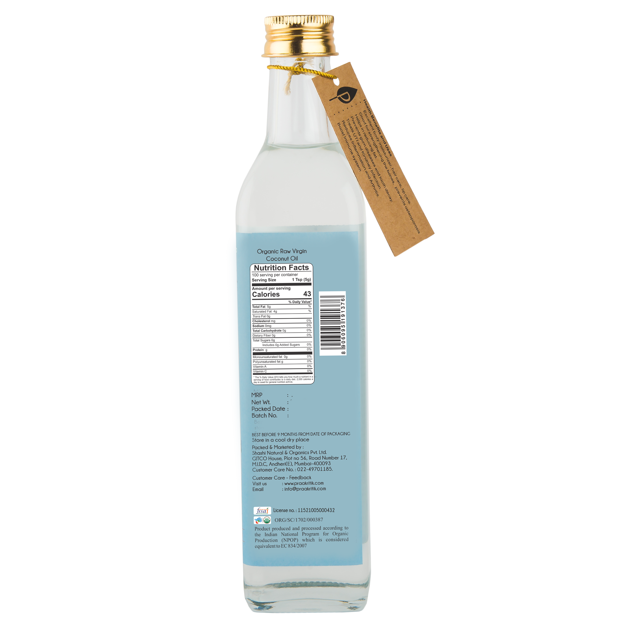 Praakritik Organic Cold Pressed Extra Virgin Coconut Oil