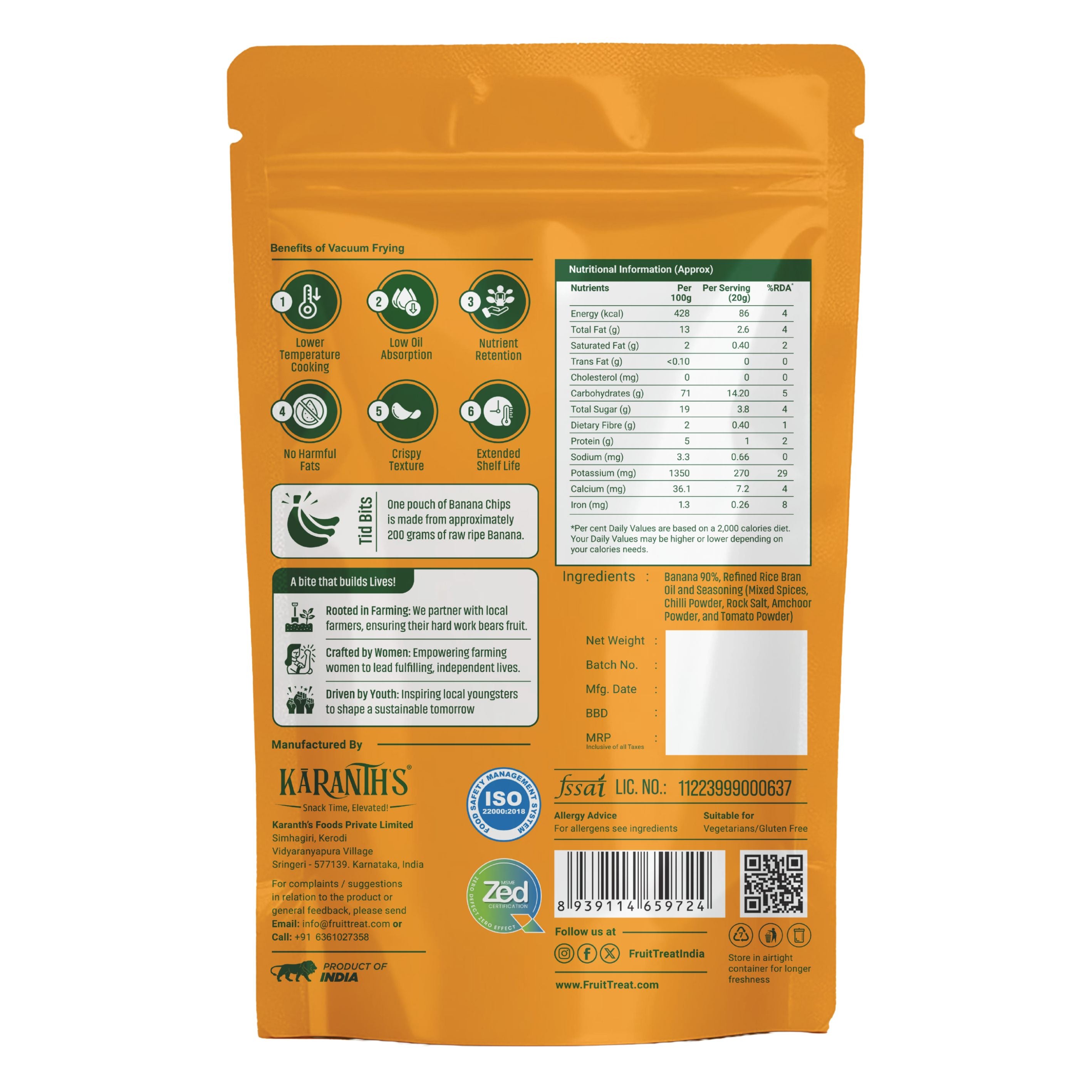 Fruit Treat Banana Chilli Crisps Pack of 5 ( 50 Grams Each )