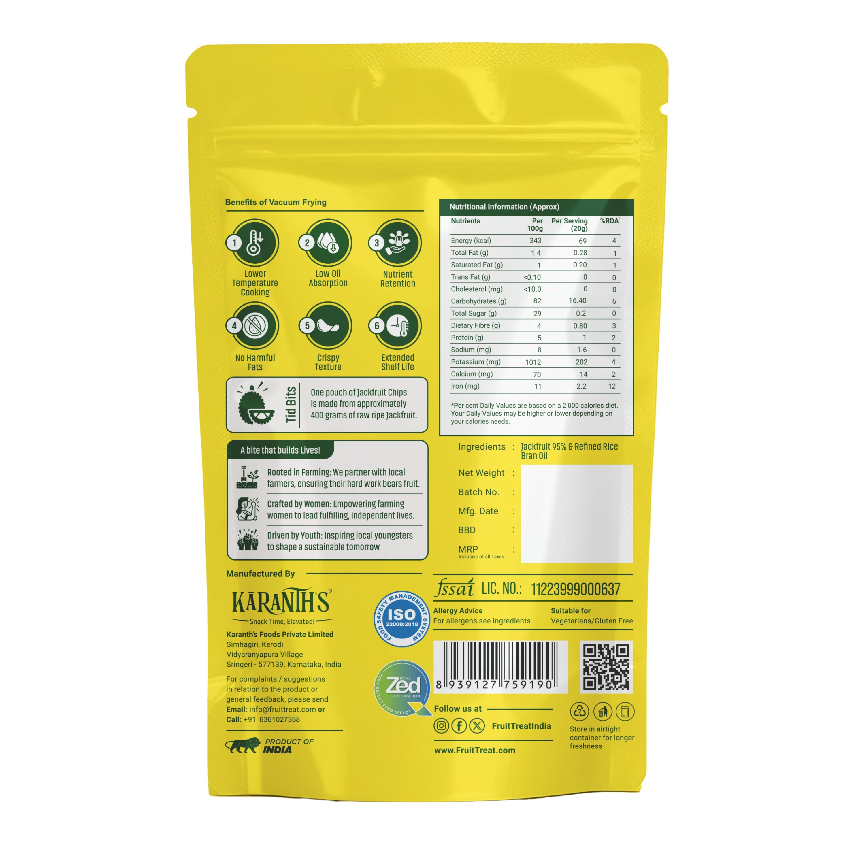 Fruit Treat Jackfruit Crips - Natural (50 Grams Each)