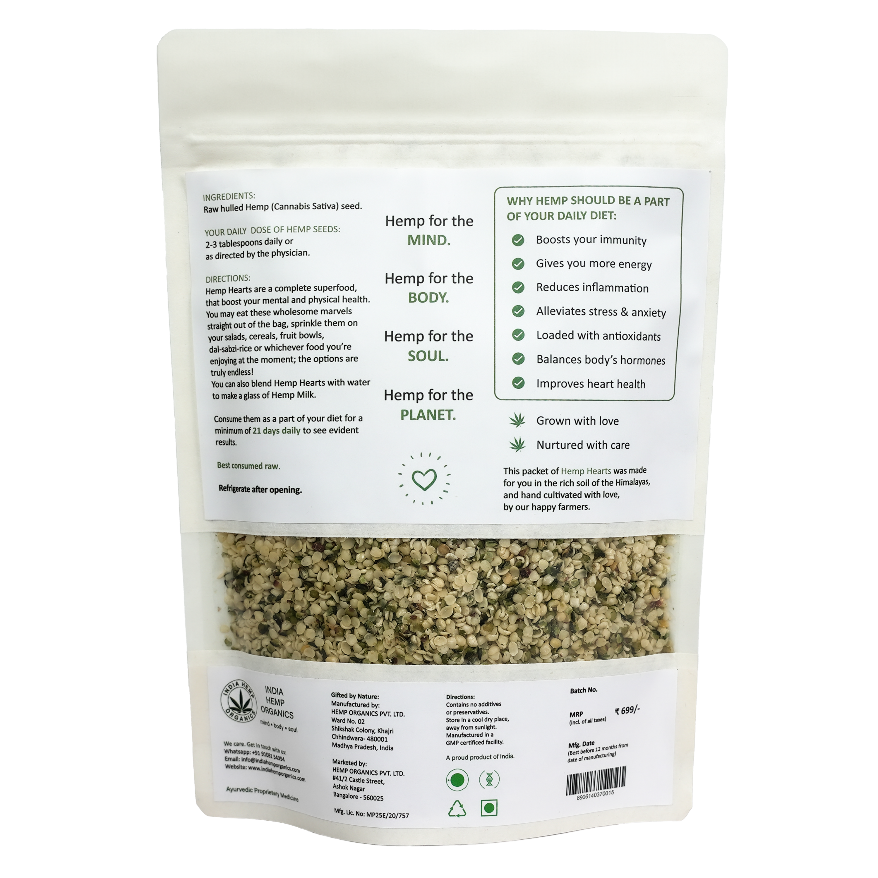 India Hemp Hemp Hearts 250grams