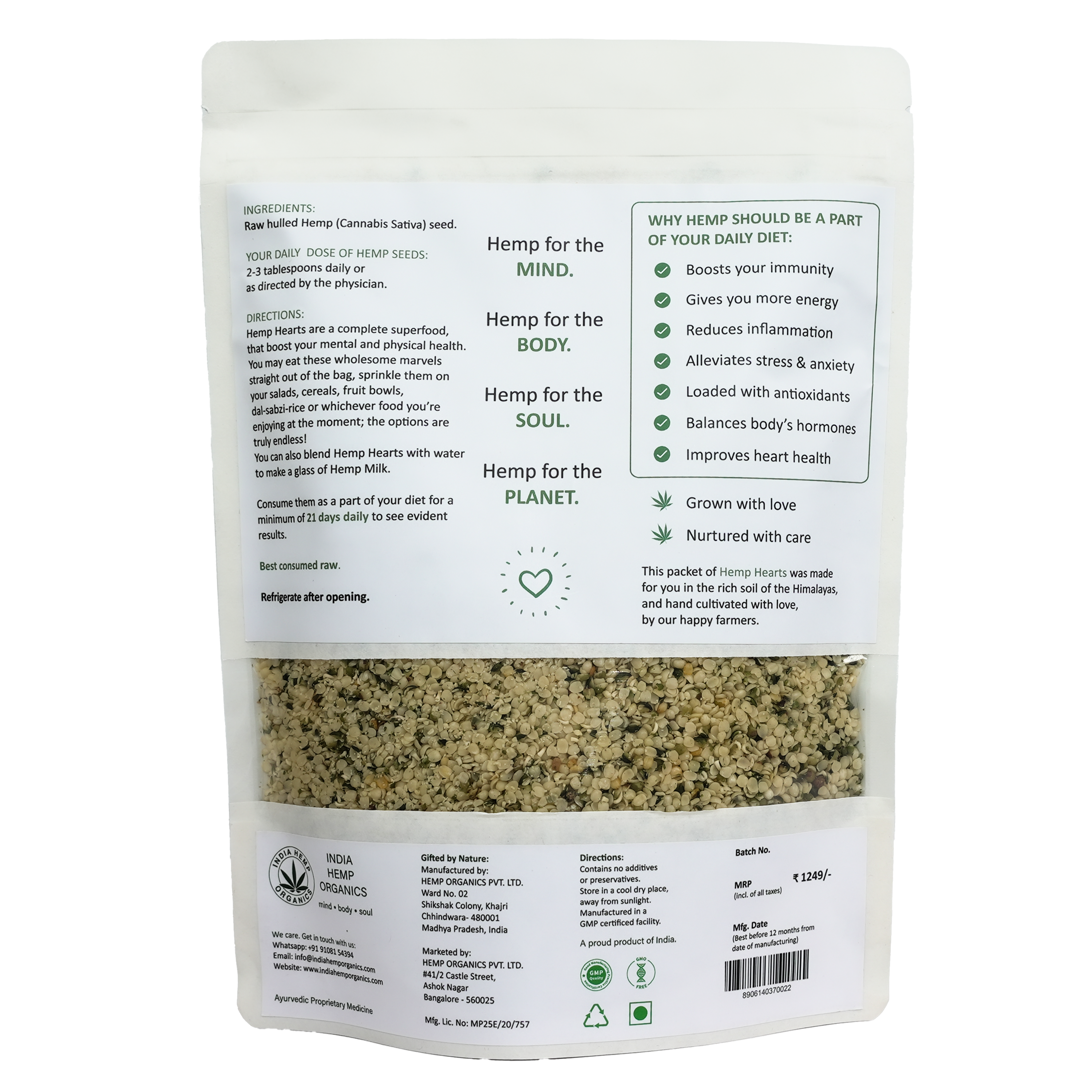 India Hemp Hemp Hearts 500grams