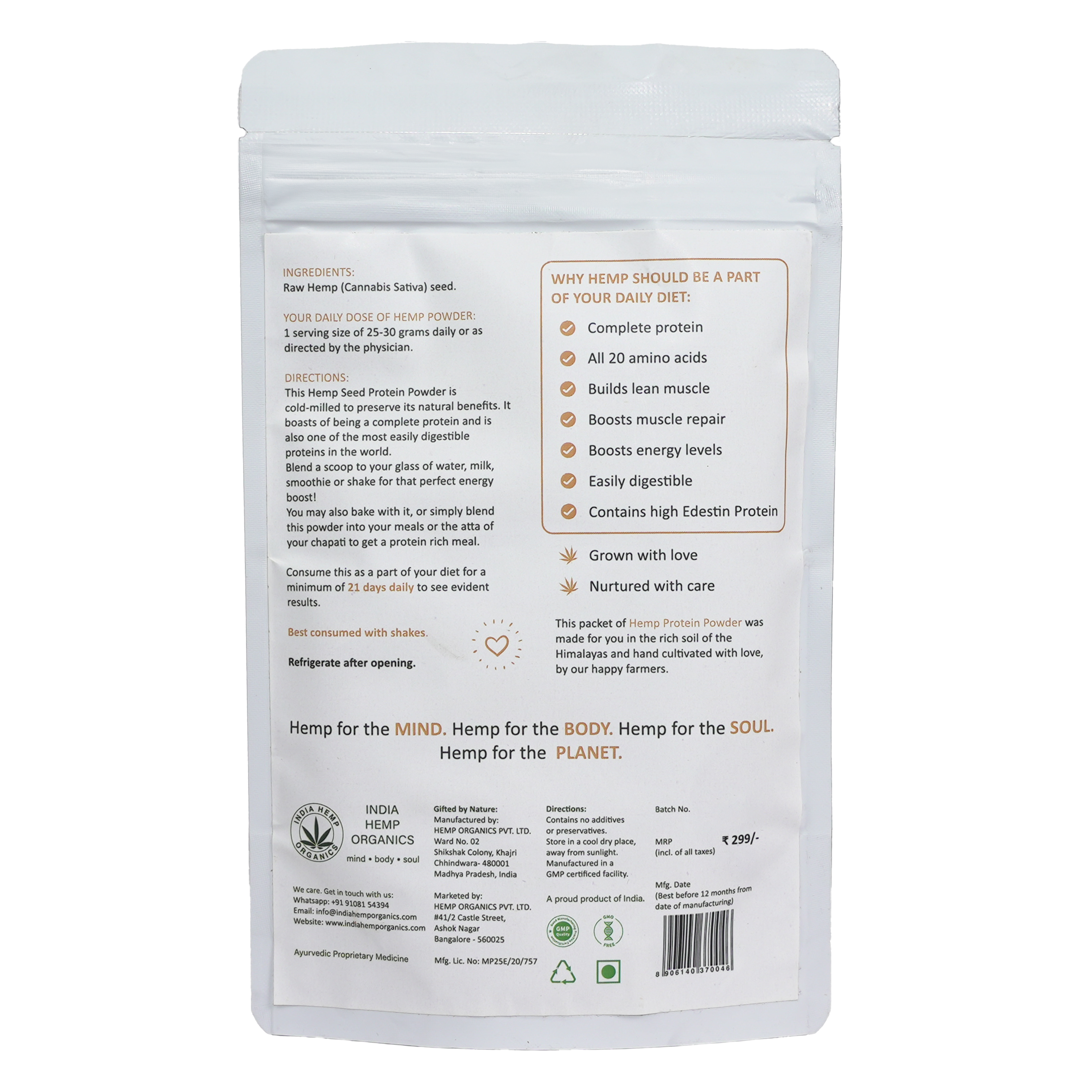 India Hemp Hemp Protein Powder 500grams