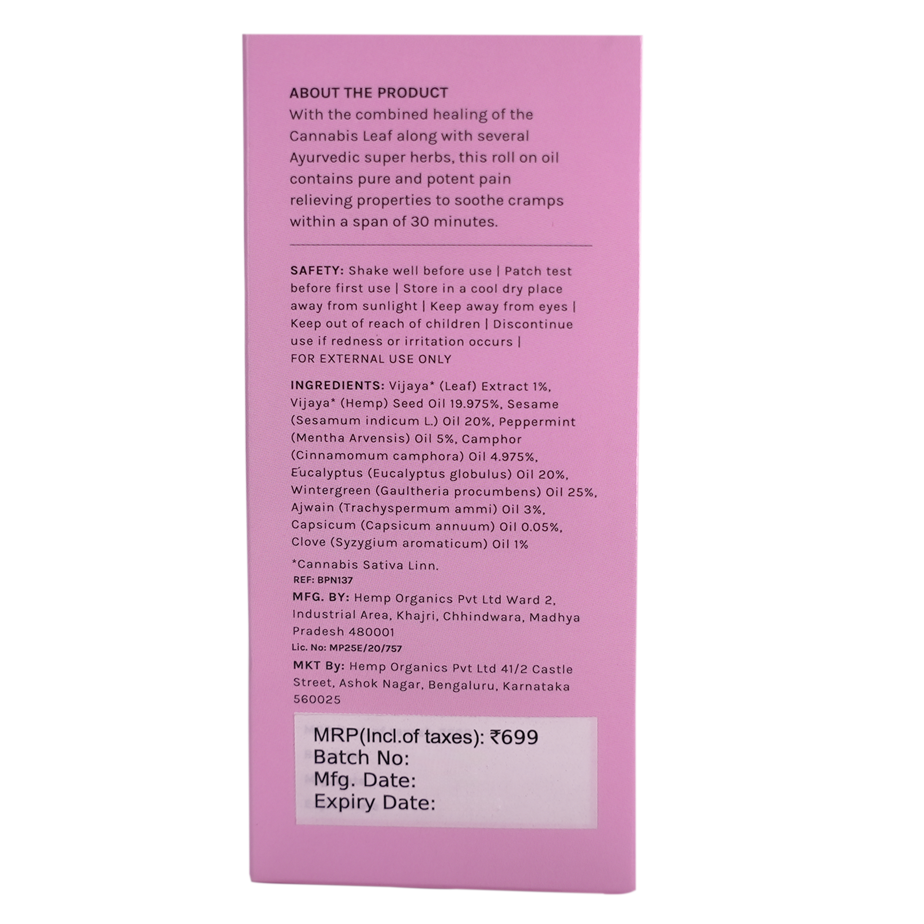 India Hemp Cannabliss Menstrual Pain Relief - 10 ML