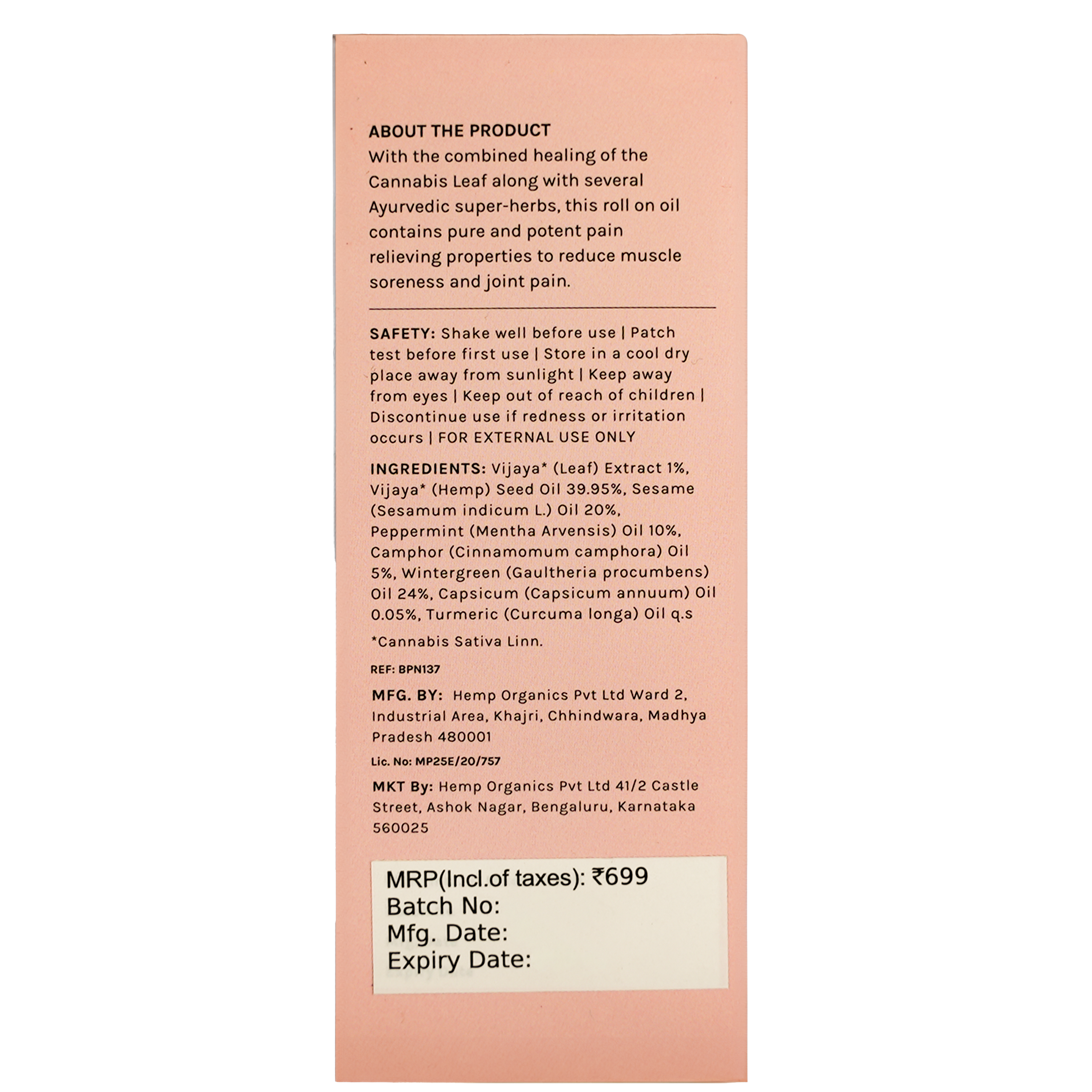 India Hemp Cannabliss Muscle Relief - 10 ML