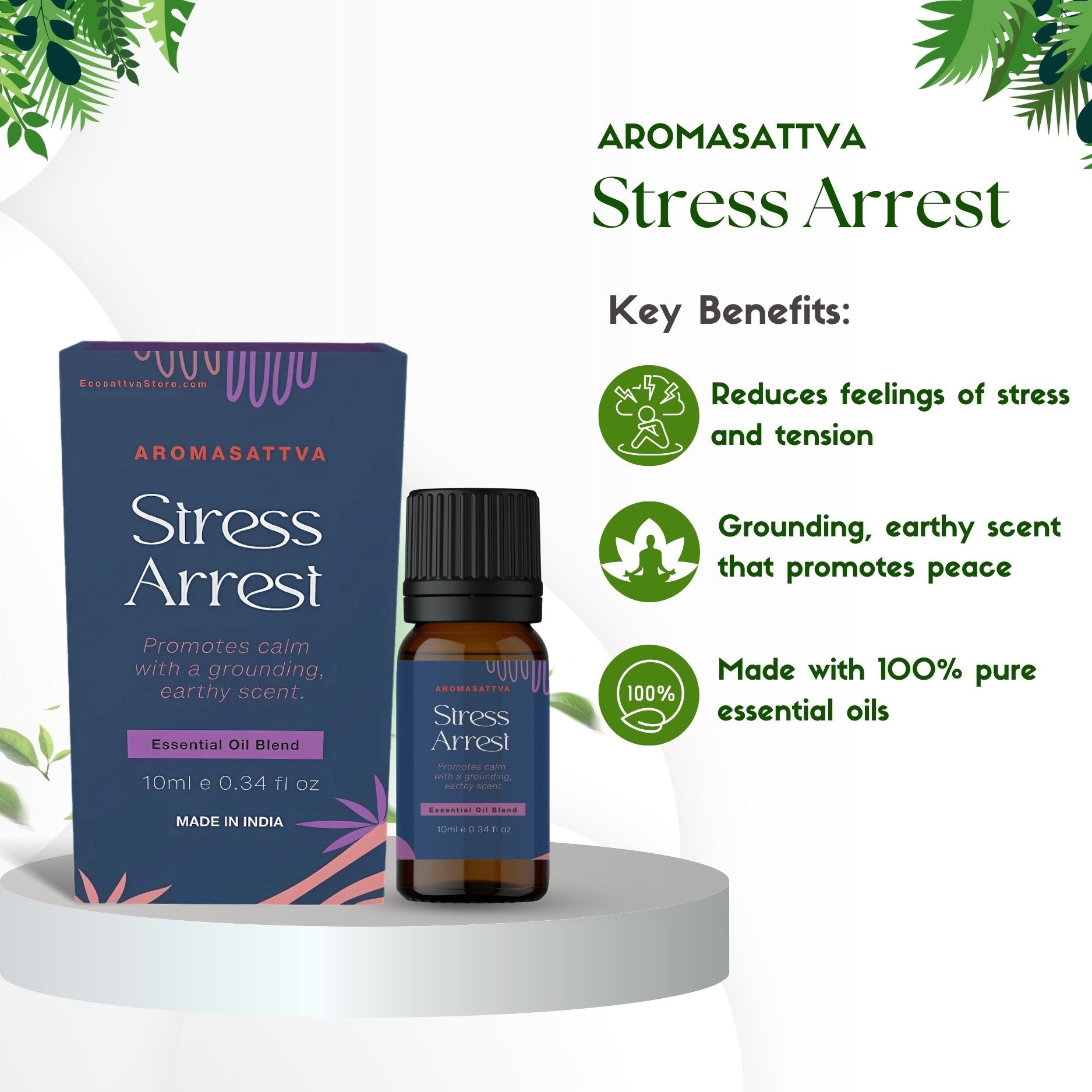 Aromasattva Essential Oil Blend-Stress Arrest 10ml