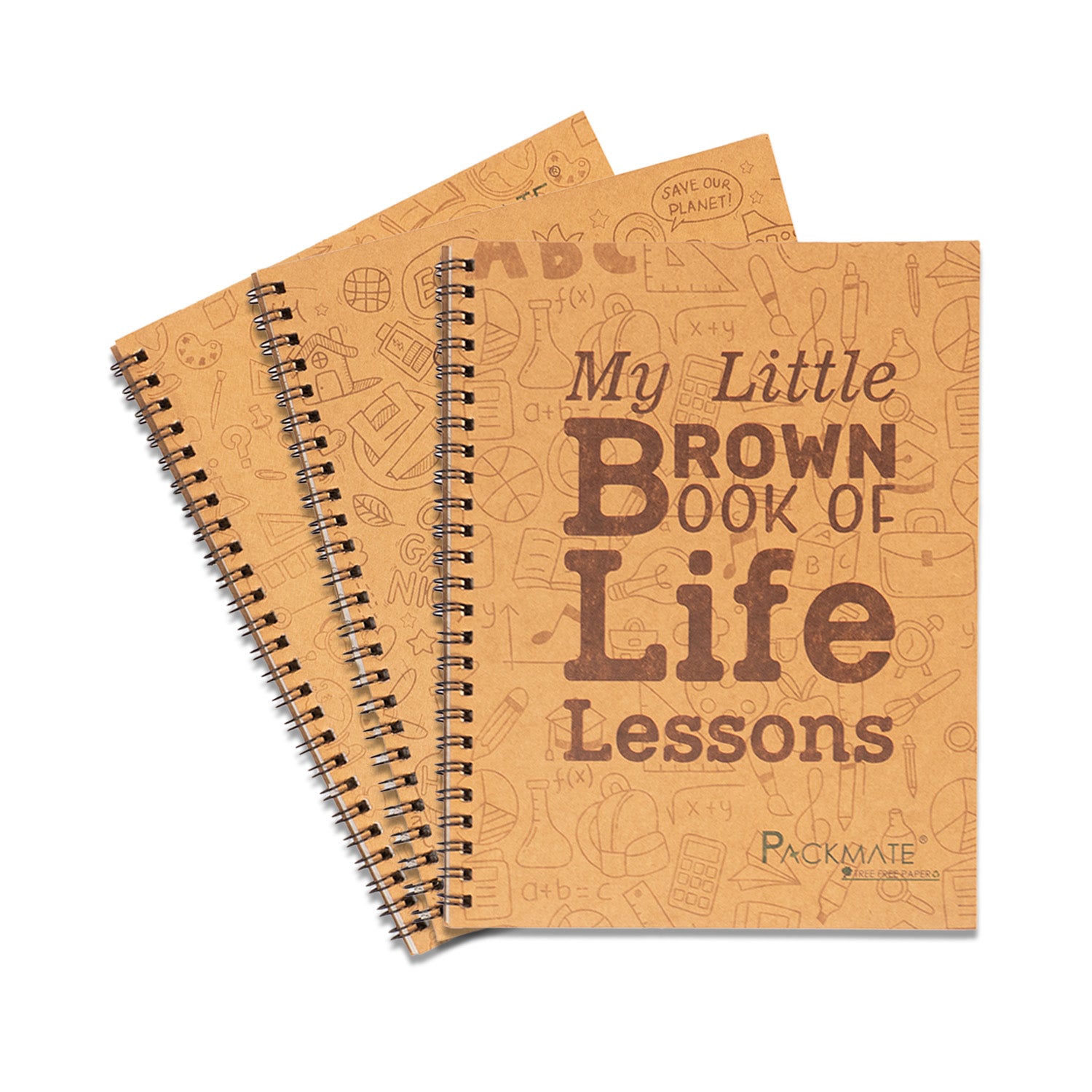 PackMate Spiral Notebook | For Office & Personal Use | Made Using 100% Recycled Paper ( cover design: my little brown book of life lessons)