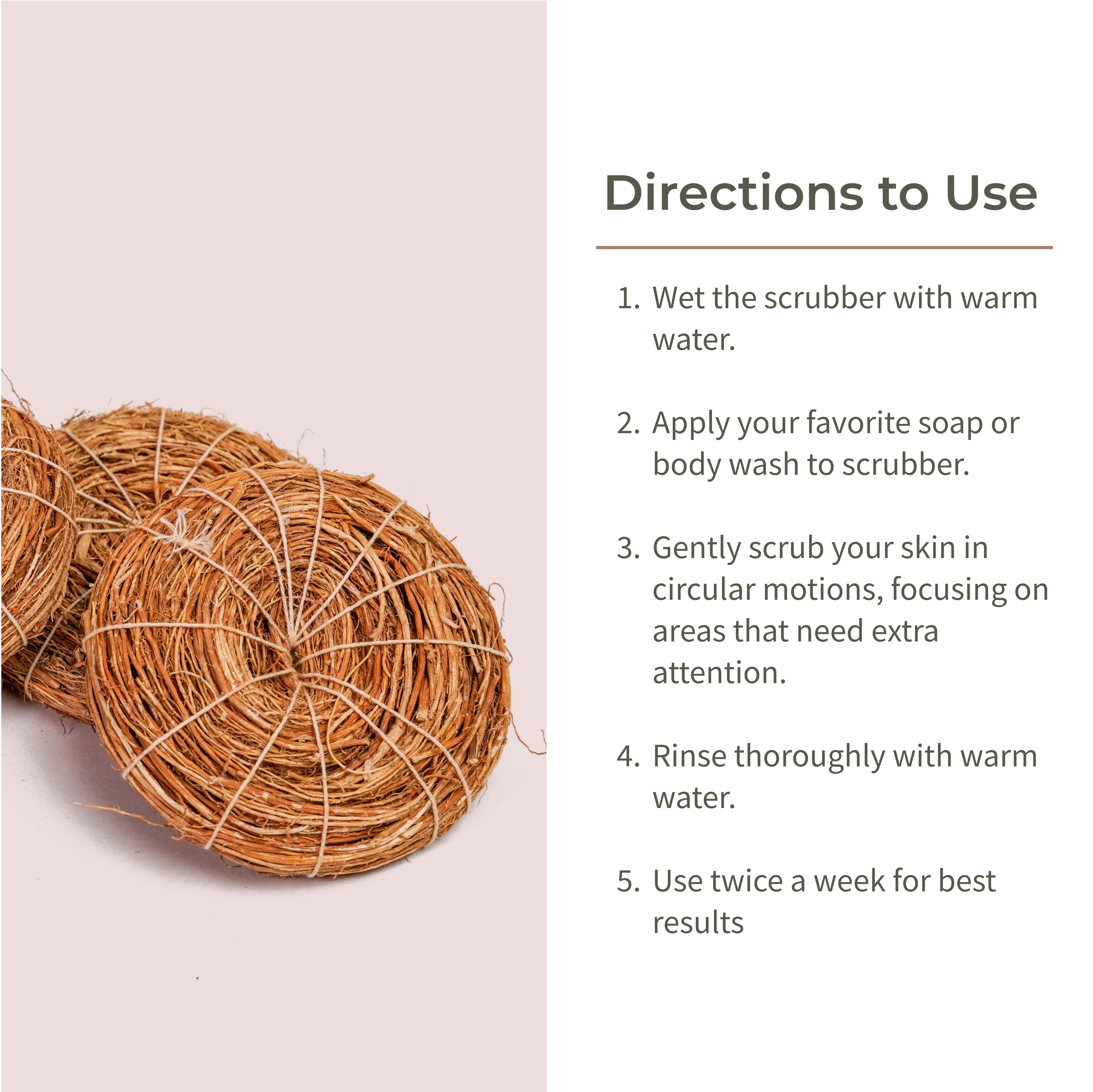 Ecotyl Vetiver Scrubber | Natural Body Loofah | Set of 3