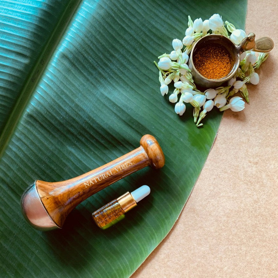 Natural Vibes Kansa Face Massage Wand with FREE Gold Beauty Elixir Oil