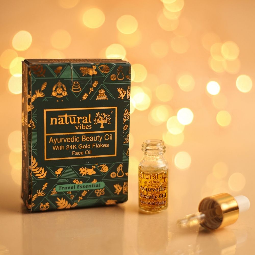 Natural Vibes Gold Beauty Oil - Elixir For Face Lips Neck and Peaceful Sleep - 3 ml