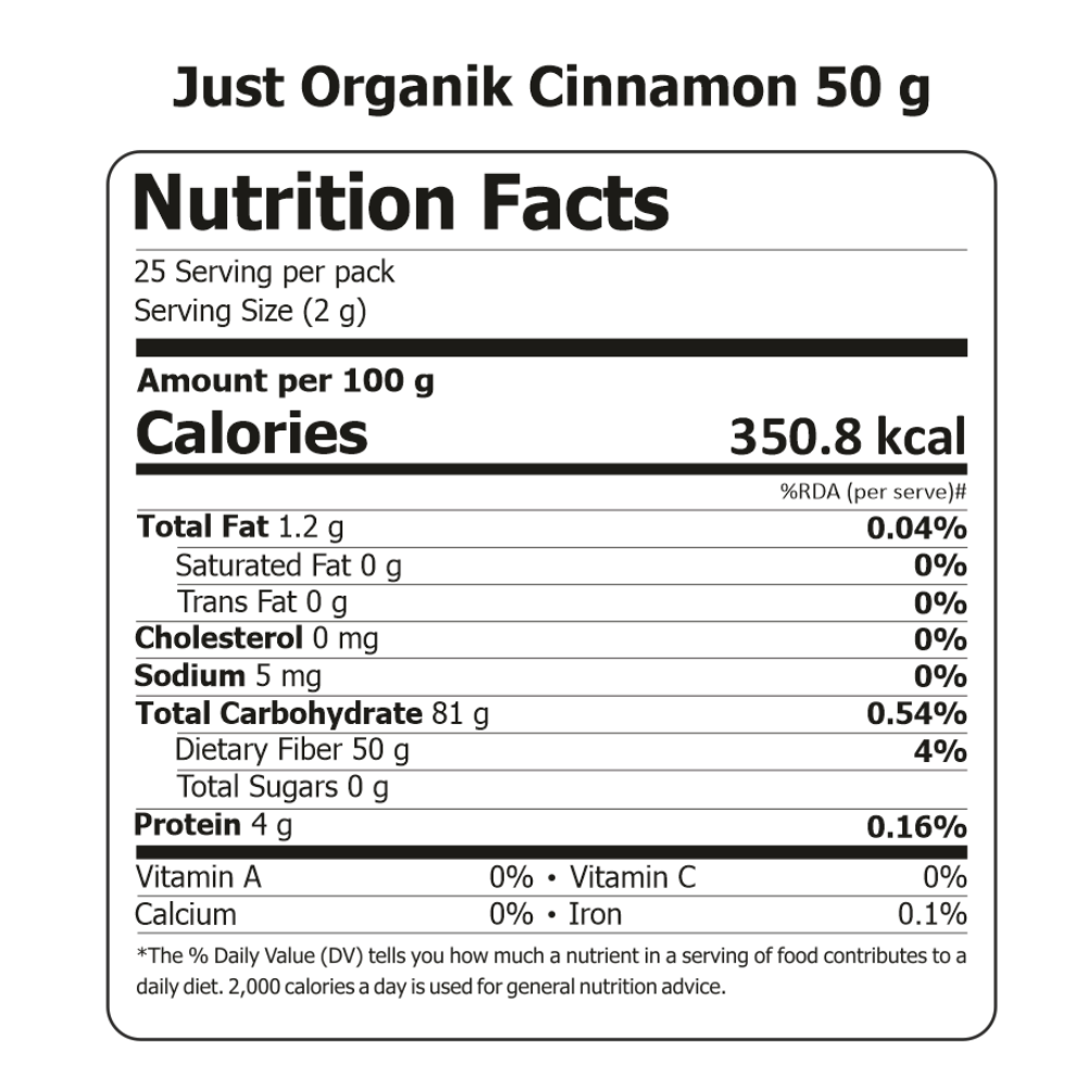 Just Organik Organic True Cinnamon Flakes 150g(pack of 3, 3x50g)