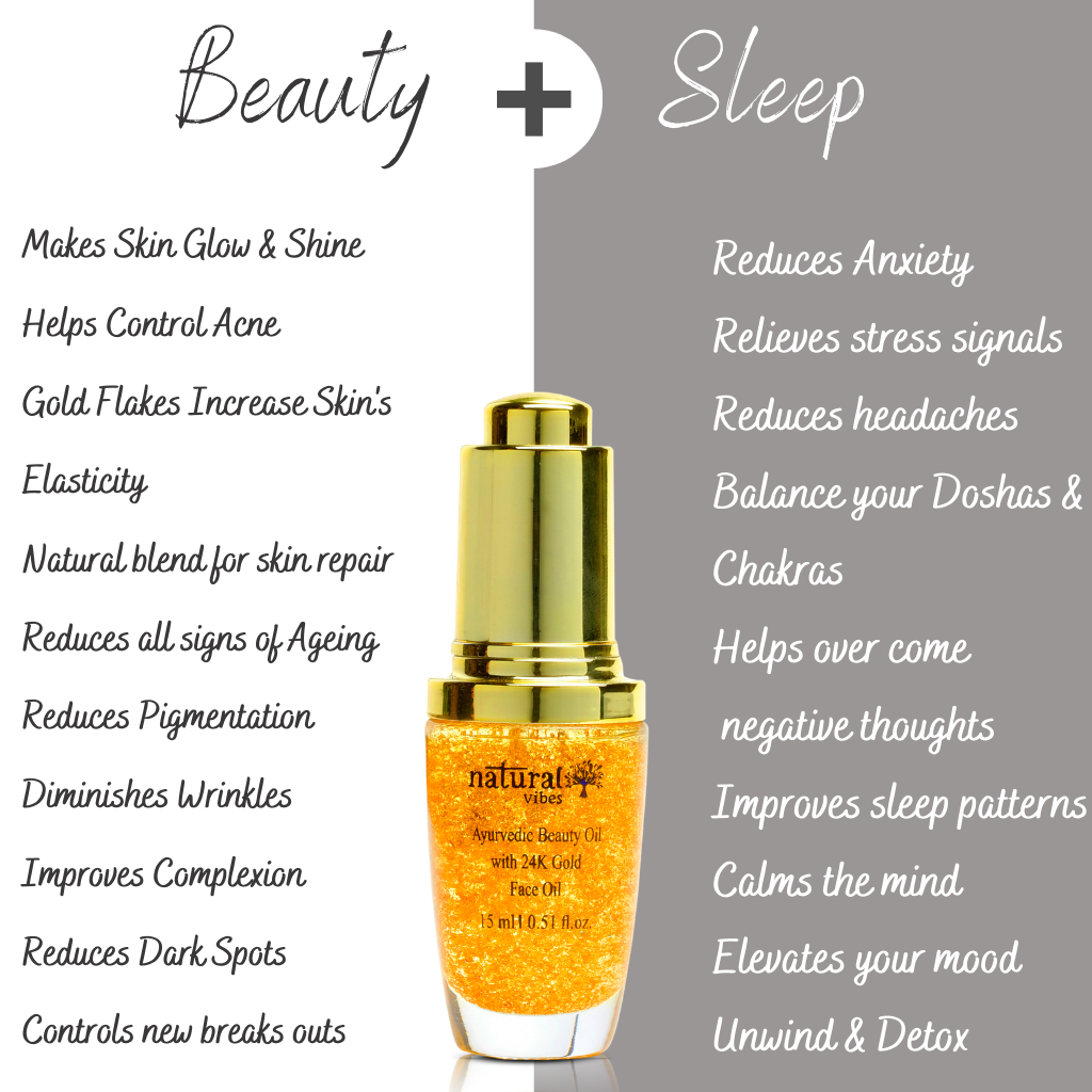 Natural Vibes Gold Beauty Oil - Elixir For Face Lips Neck and Peaceful Sleep - 15 ml