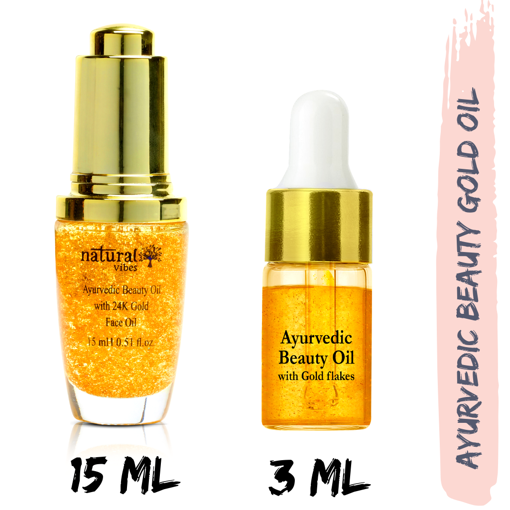 Natural Vibes Gold Beauty Oil - Elixir For Face Lips Neck and Peaceful Sleep - 3 ml