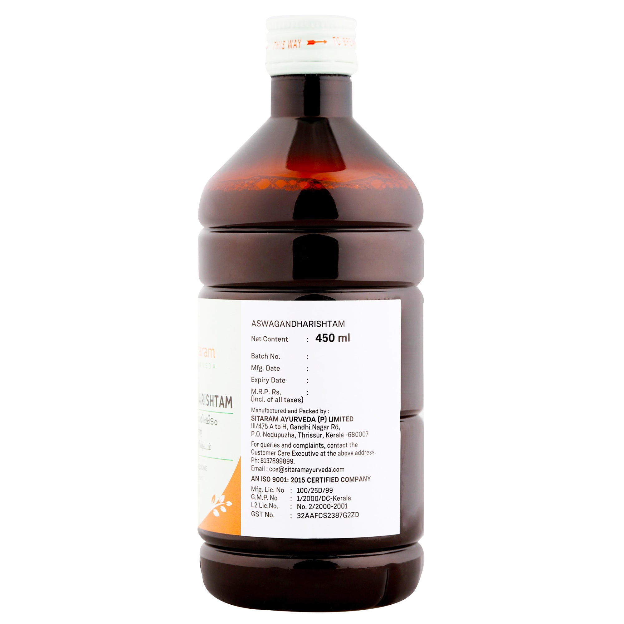 Sitaram Ayurveda Ashwagandharishtam 450Ml (Prescription Medication)