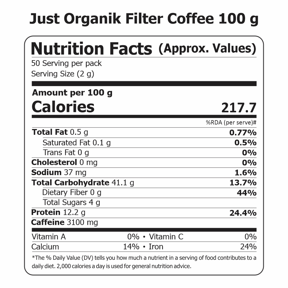 Just Organik Organic Filter Coffee 100g