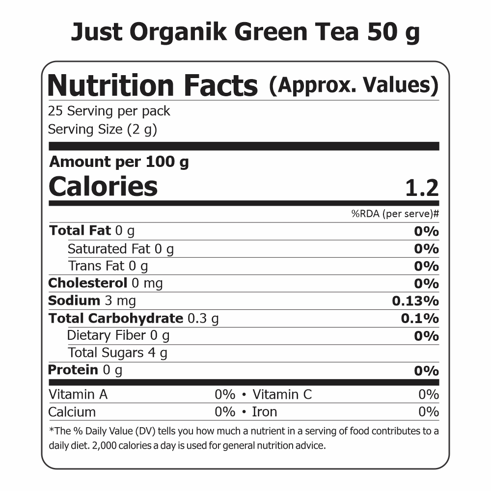 Just Organik Organic Green Tea (Full Leaves) 50g