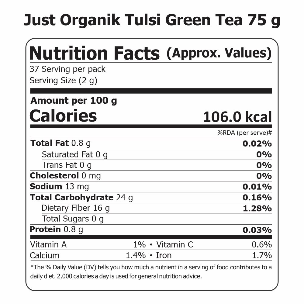 Just Organik Organic Tulsi-Green Tea 75g