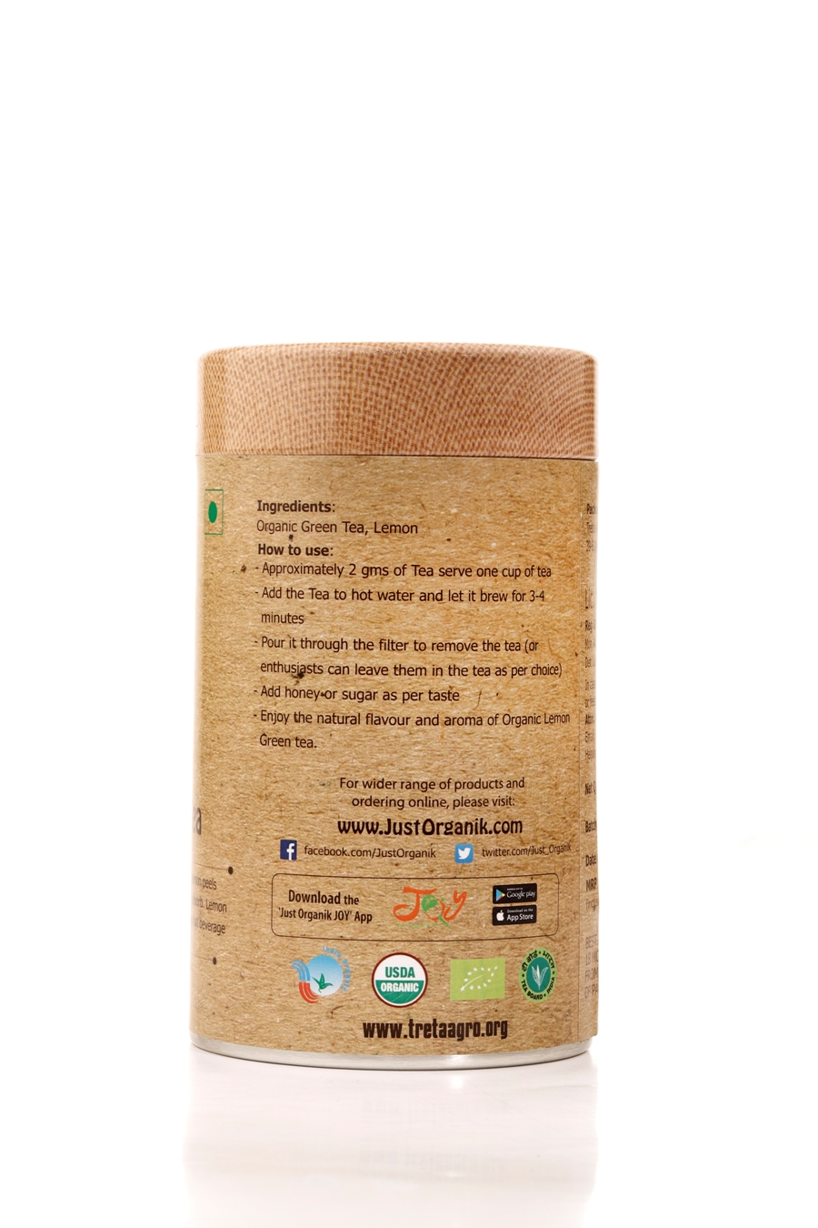 Just Organik Organic Lemon Green Tea 75g