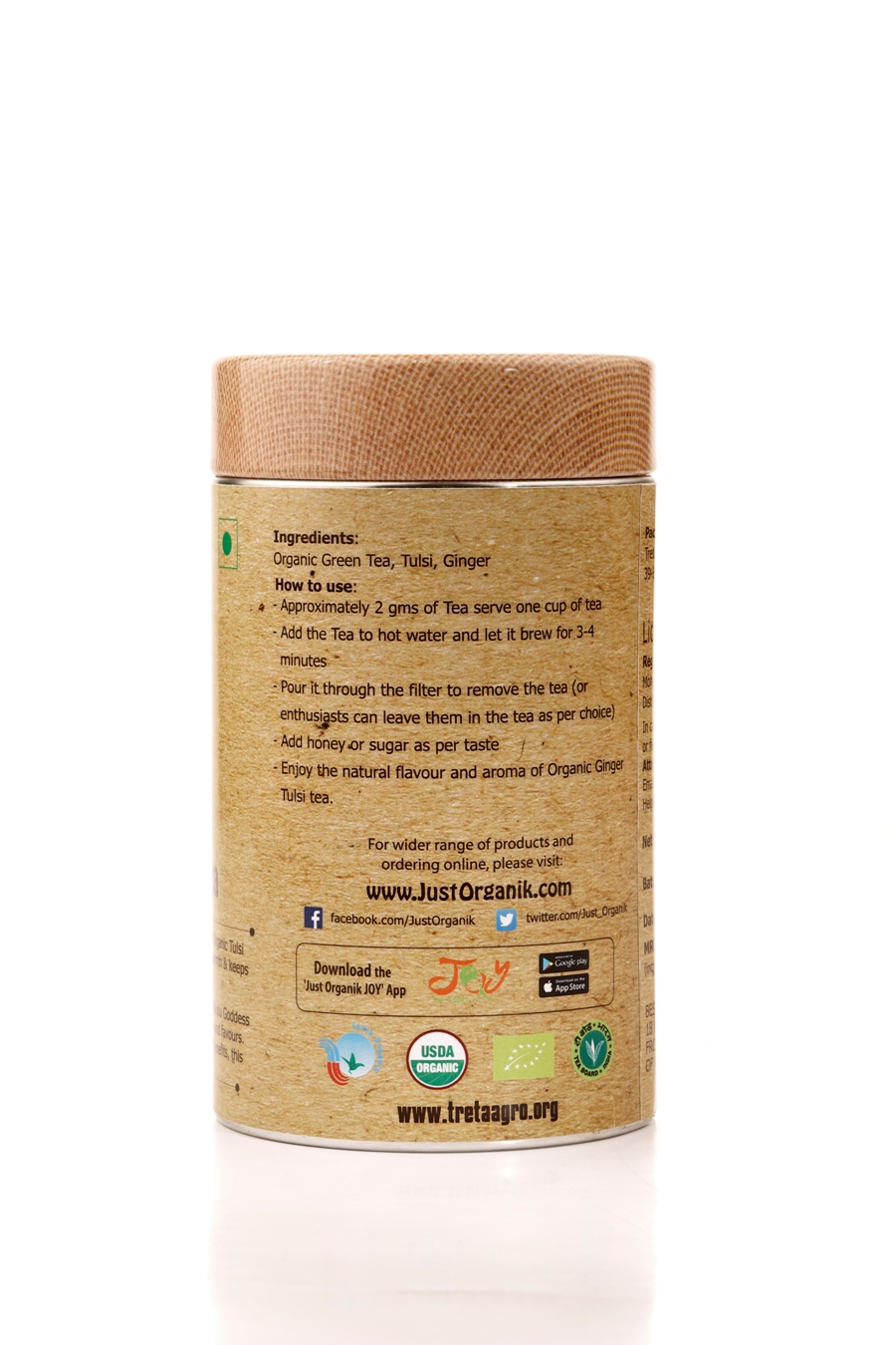 Just Organik Organic Ginger Tulsi Tea 75g