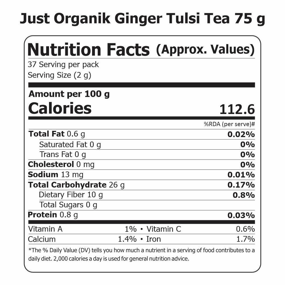 Just Organik Organic Ginger Tulsi Tea 75g