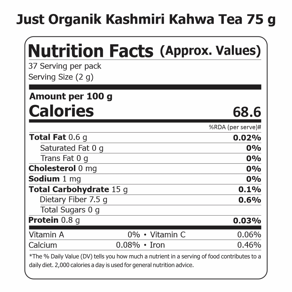 Just Organik Organic Kashmiri Kahwa Tea 75g