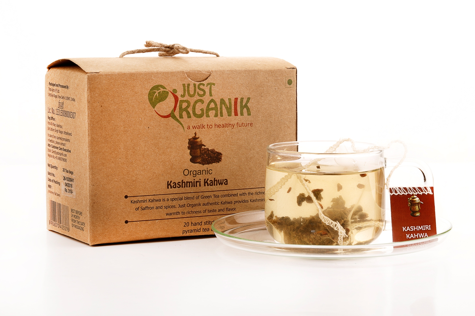 Just Organik Organic Kashmiri Kahwa Tea 20 TEA BAGS