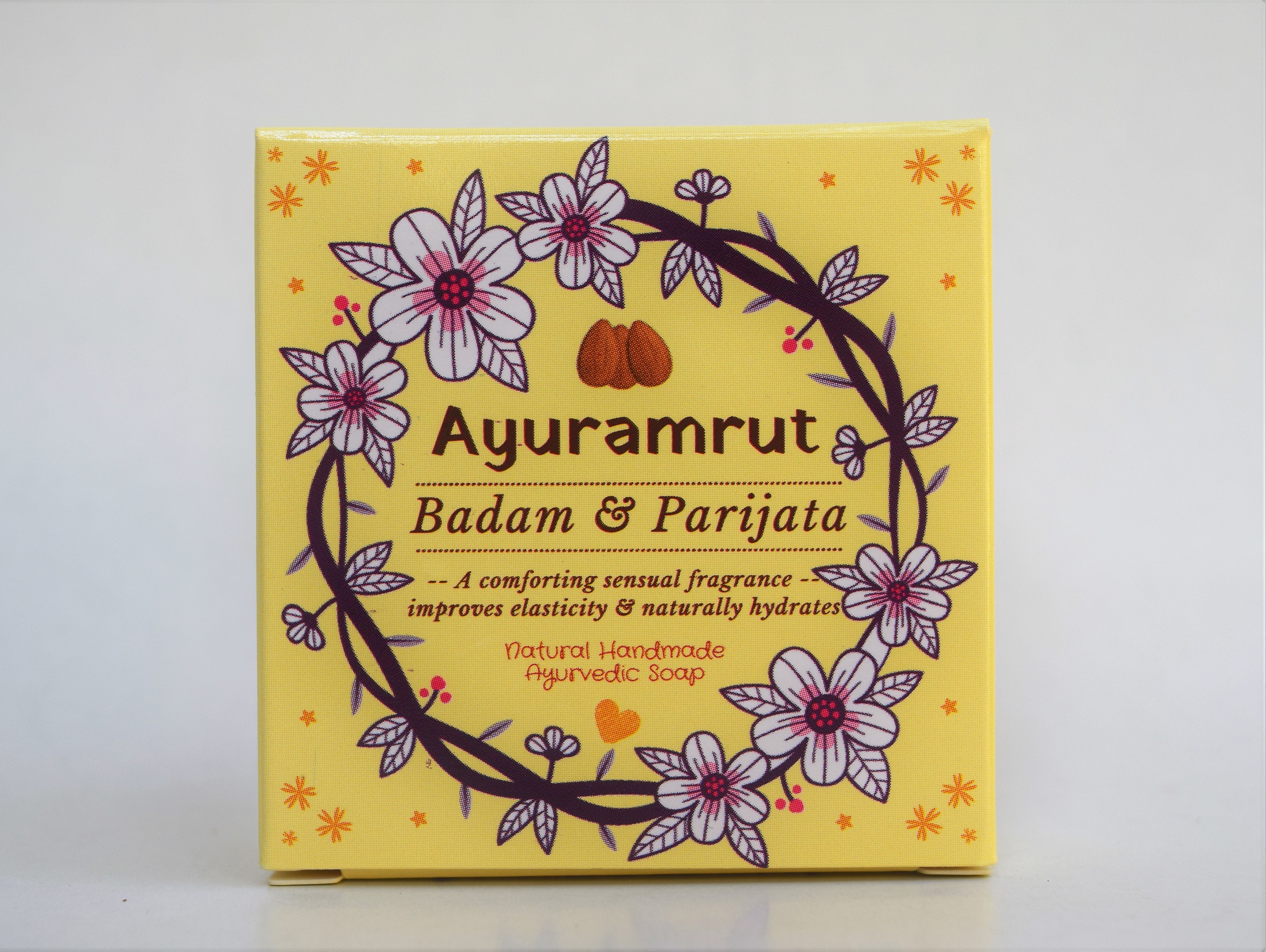 Ayuramrut Badam and Parijata Natural Handmade Ayurvedic Soap (Pack of 4)