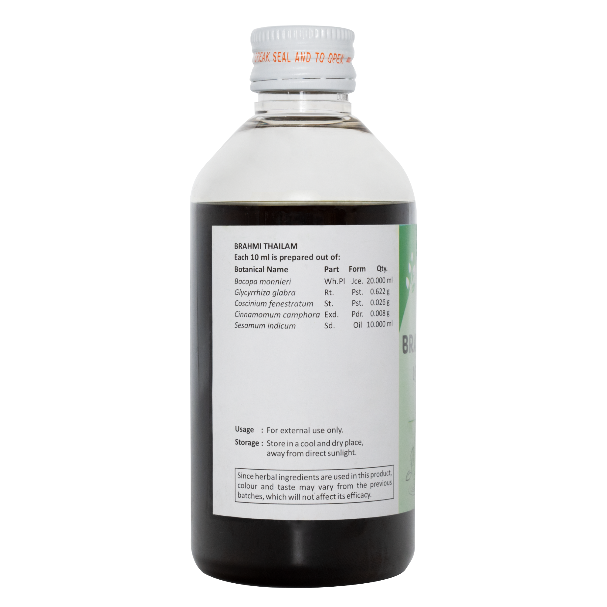 Sitaram Ayurveda Brahmi Thailam 200Ml (Prescription Medication)