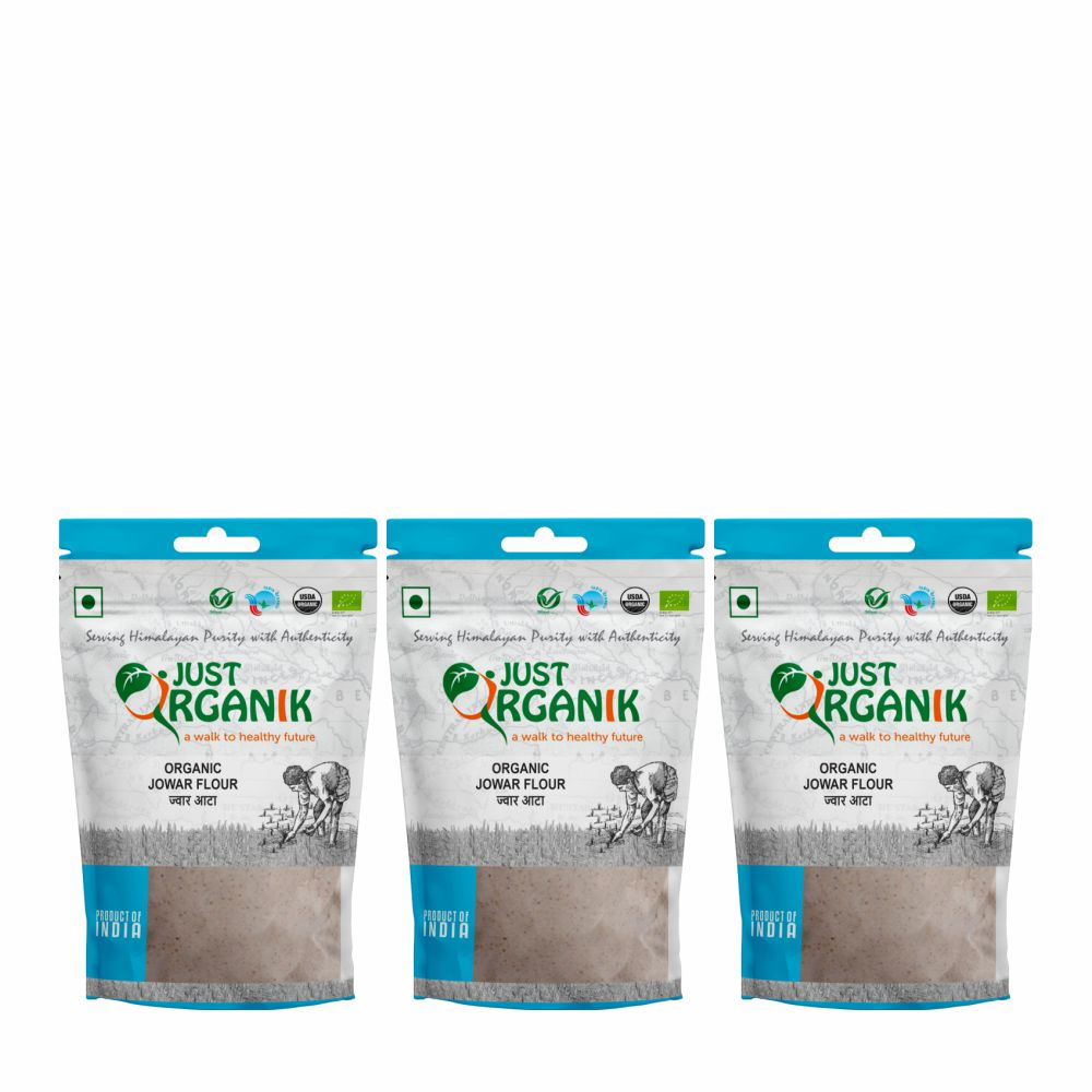 Just Organik Organic Jowar Flour 1.5kg(pack of 3, 3x500g)