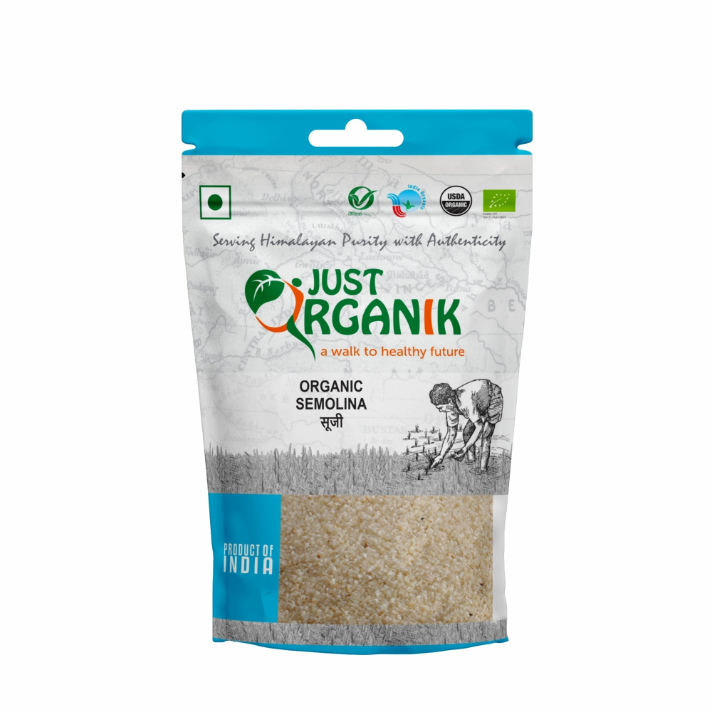 Just Organik Organic Semolina (Suji) 2kg (pack of 4, 4x500g)
